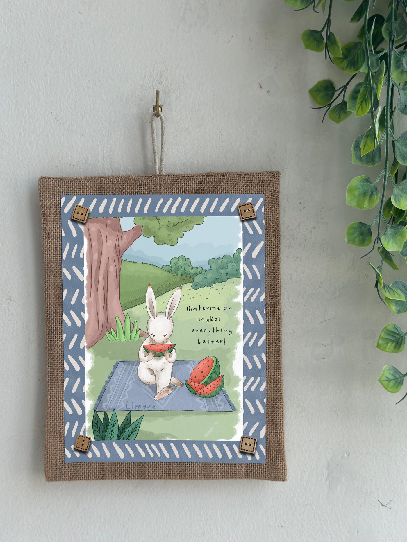 Bunny’s Watermelon Fun Wall Art