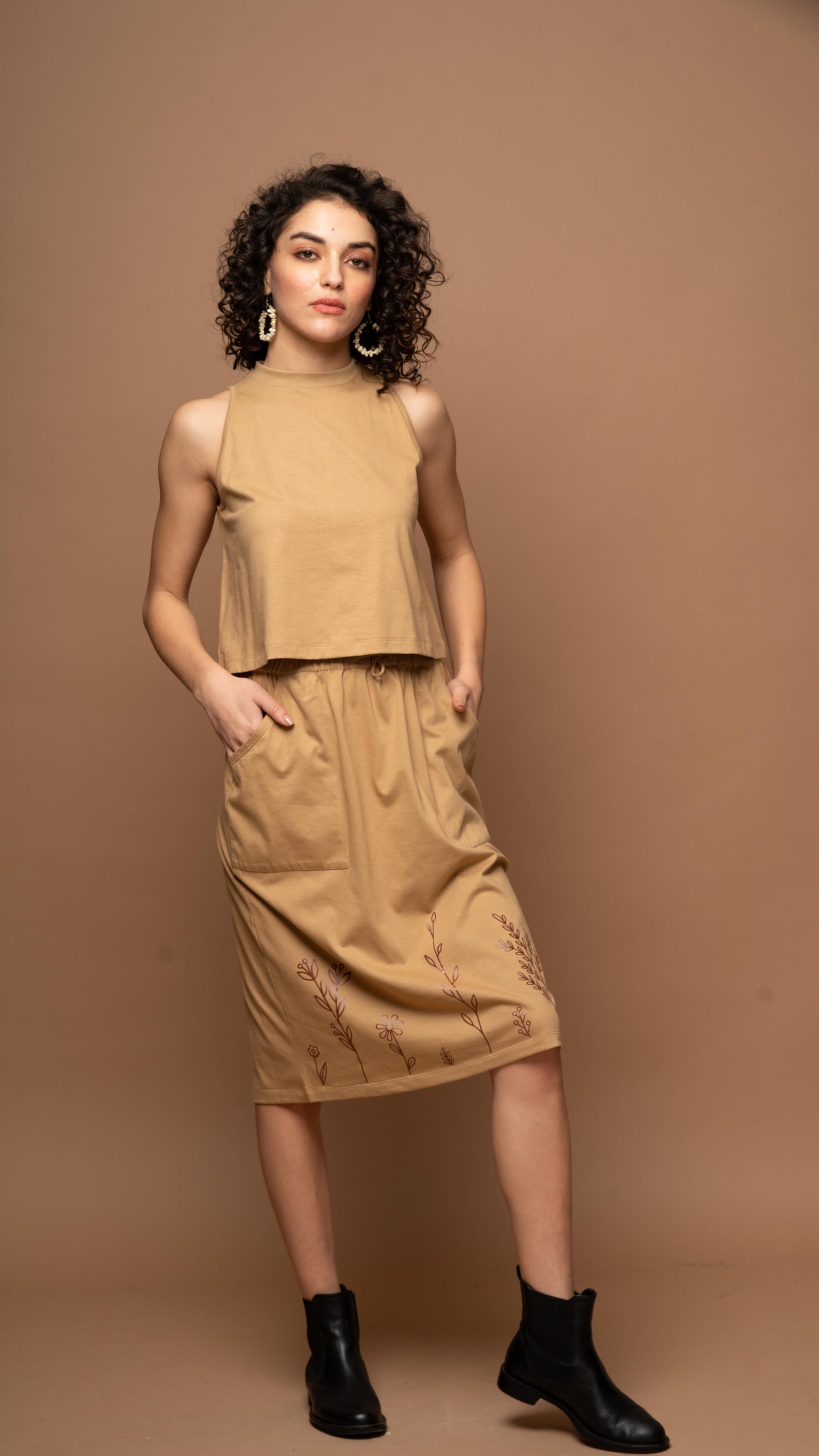 Sands & Leaves - Beige Skirt Co-ord