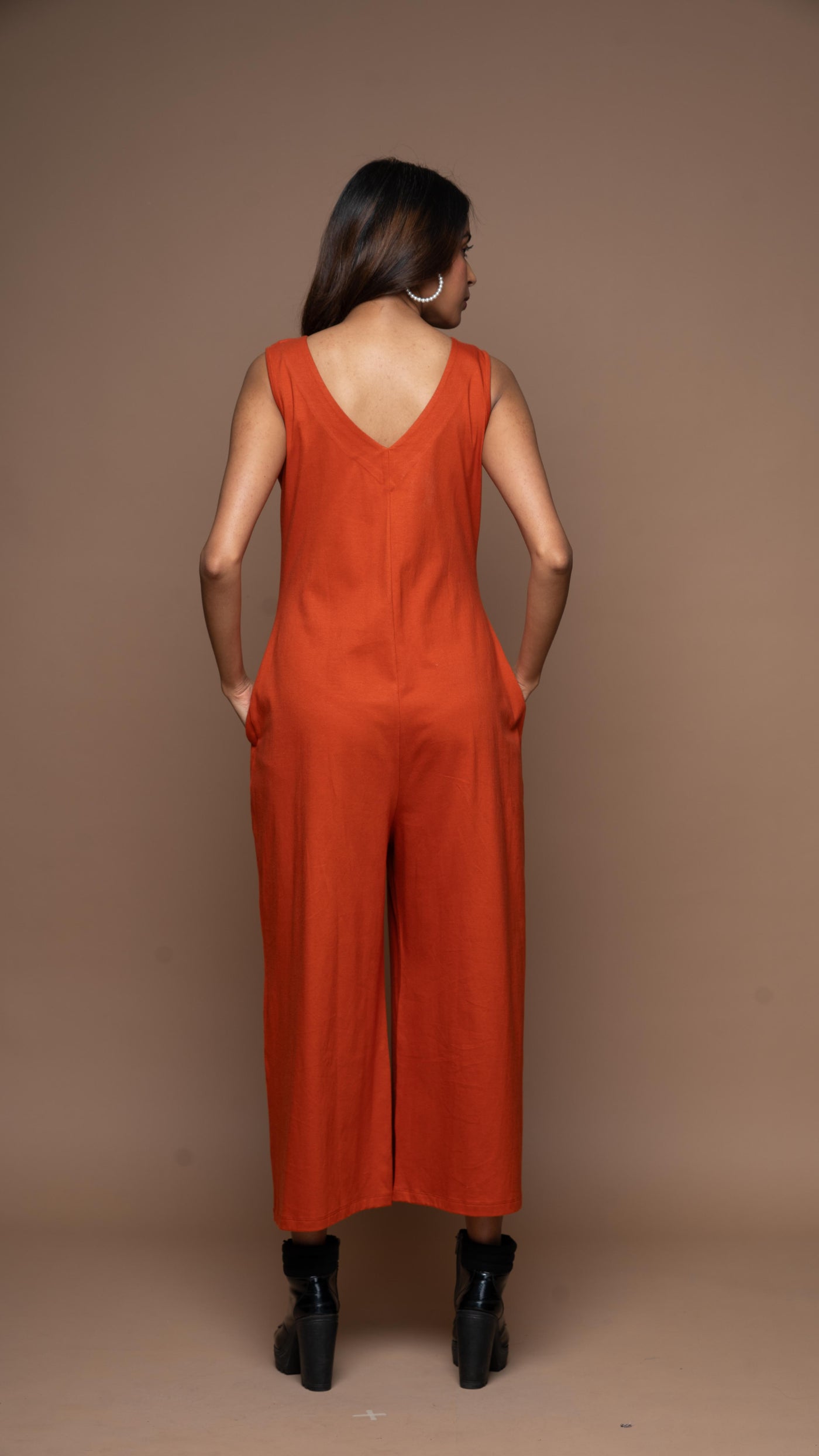 Viva V-neck Jumpsuit in Rust