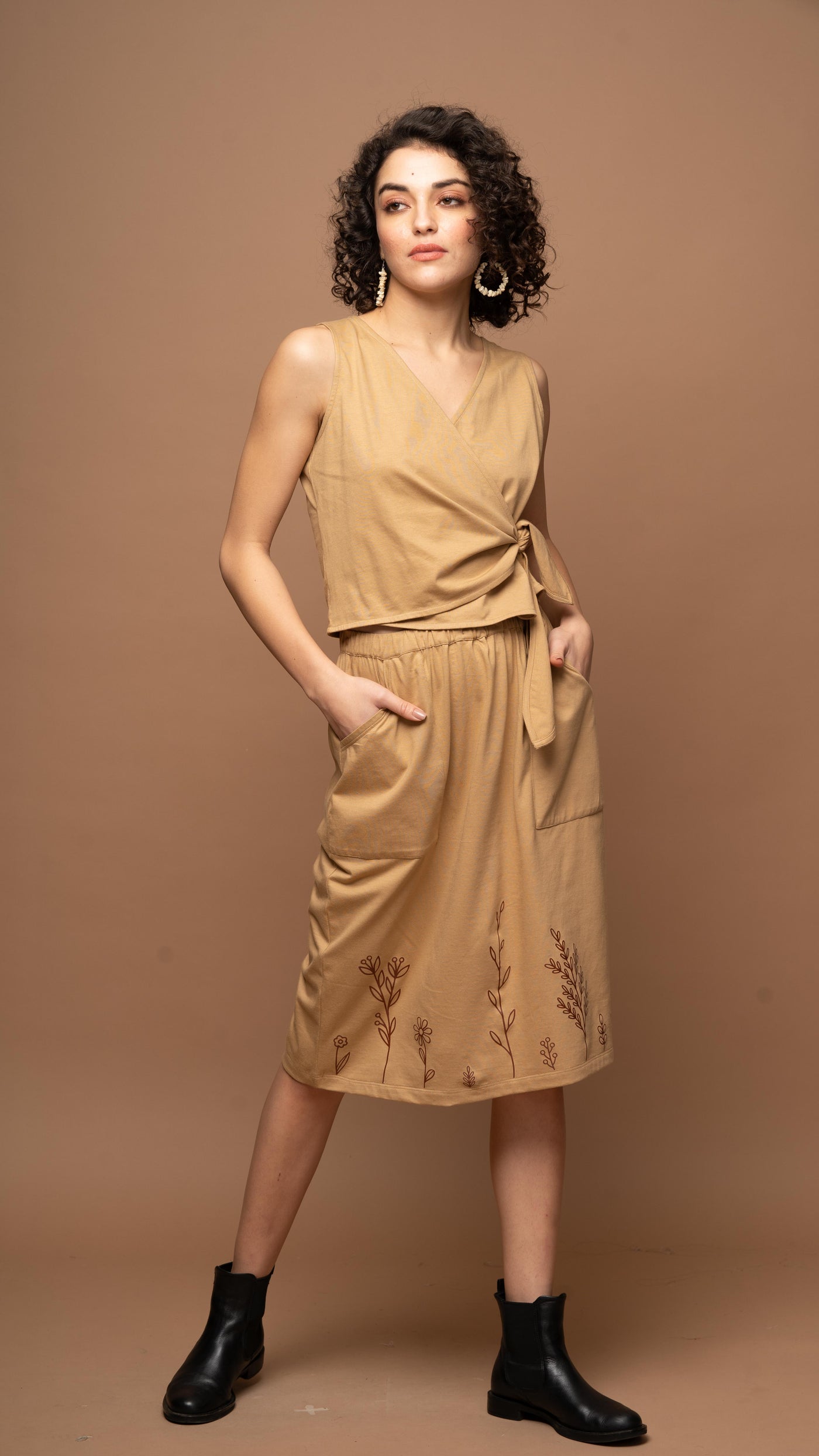 Sands & Leaves - Beige Skirt Co-ord