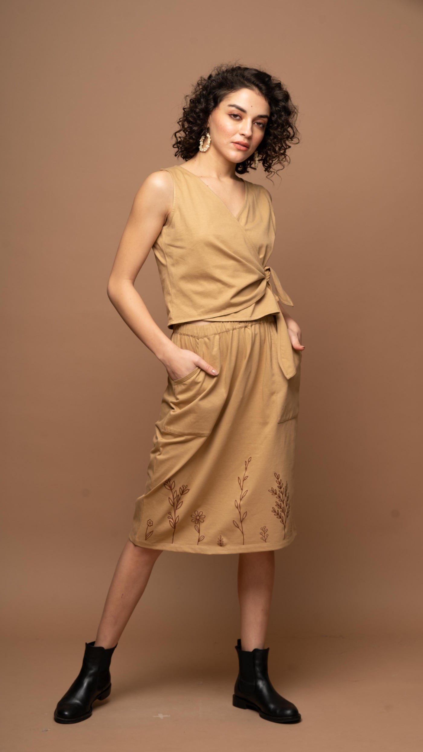 Sands & Leaves - Beige Skirt Co-ord