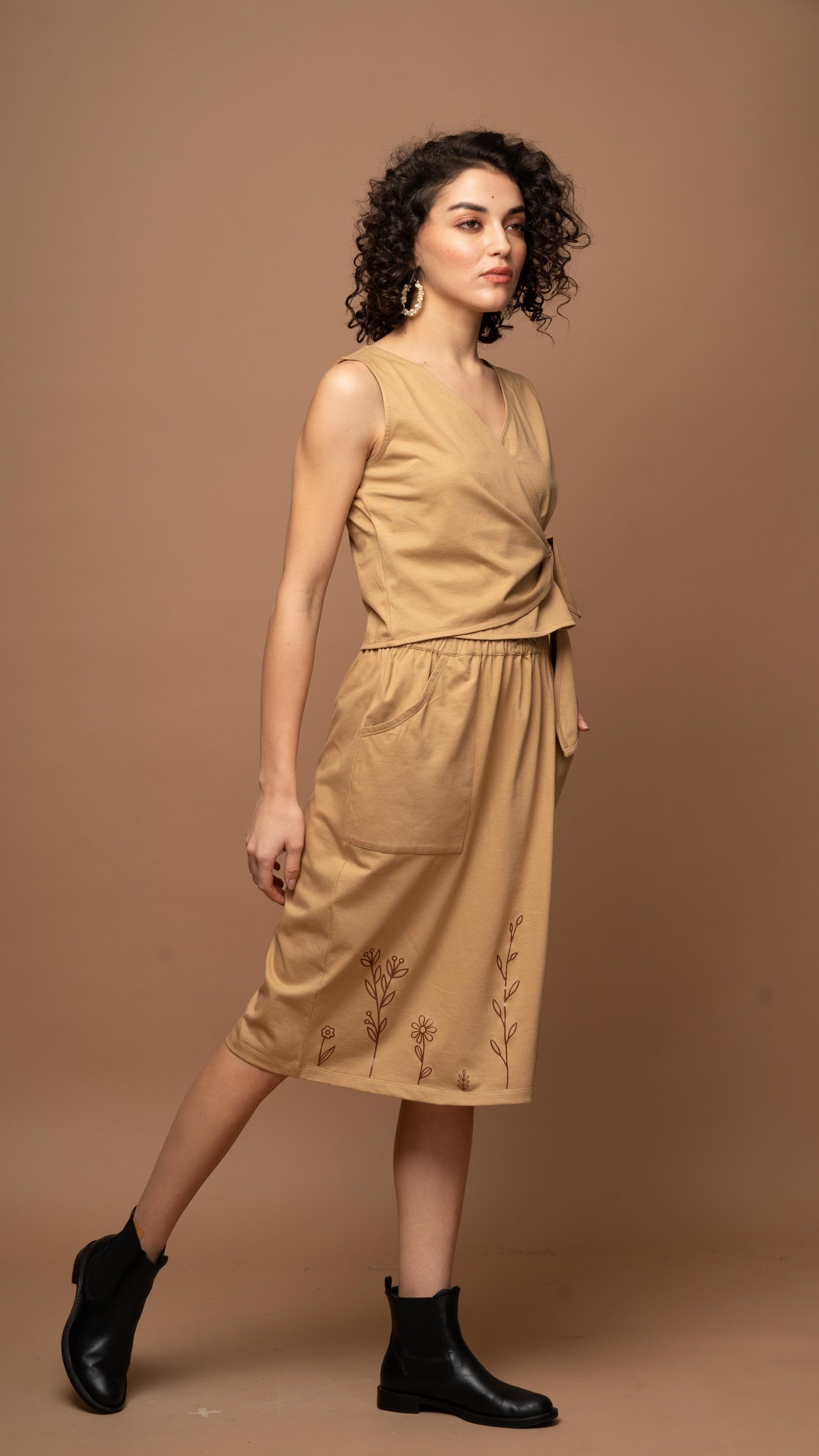 Sands & Leaves - Beige Skirt Co-ord