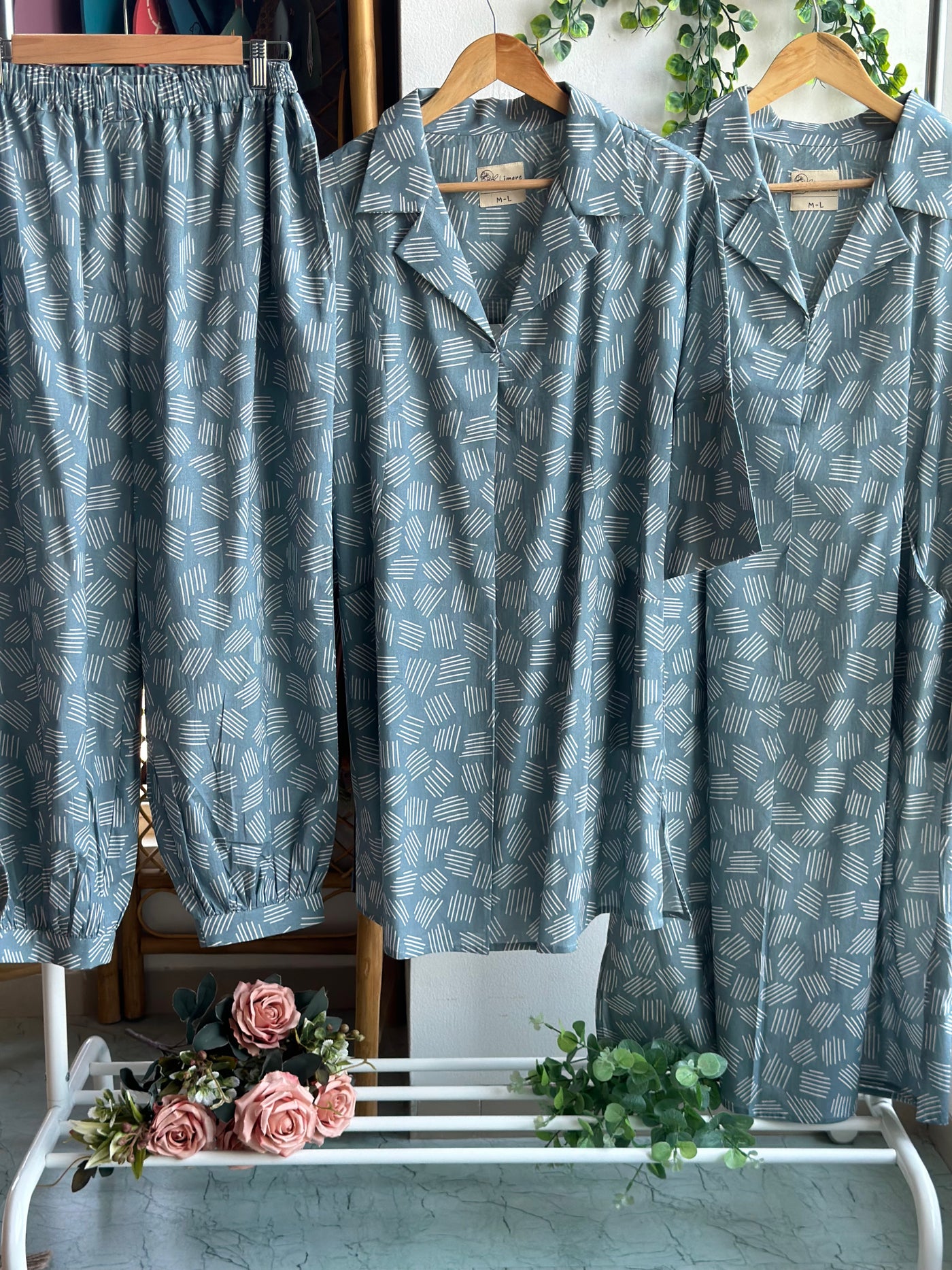 Muted Blue Lina Co-ord Kurta Set in We Grow Pattern
