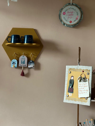 Mustard Hexagon Hub Wall Shelf