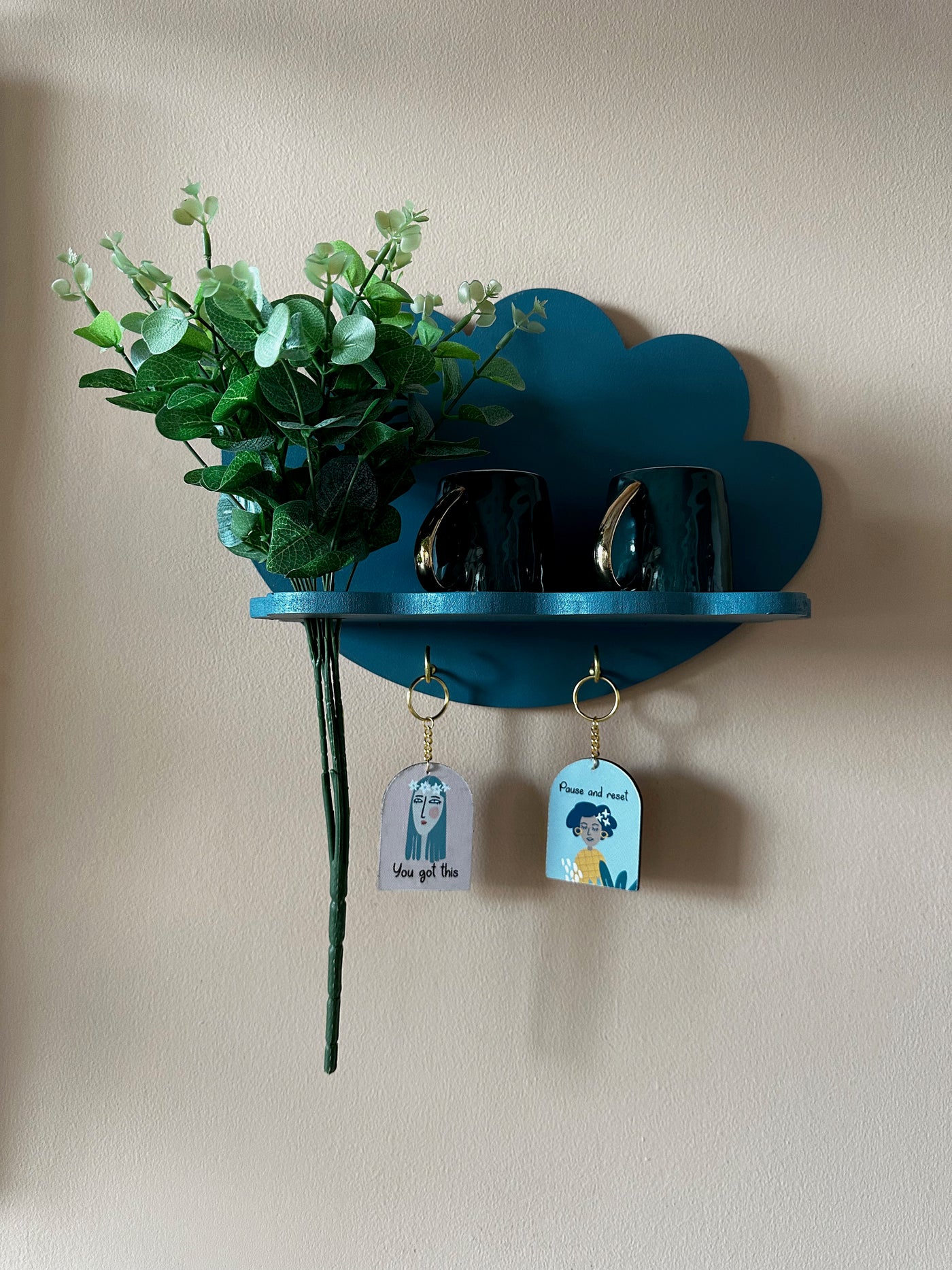 Dusky Blue Petal Abstract Wall Shelf