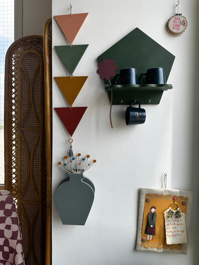 Dark Green Pentagon Peak Wall Shelf