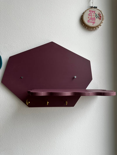 Plum Unbalanced Hex Wall Shelf