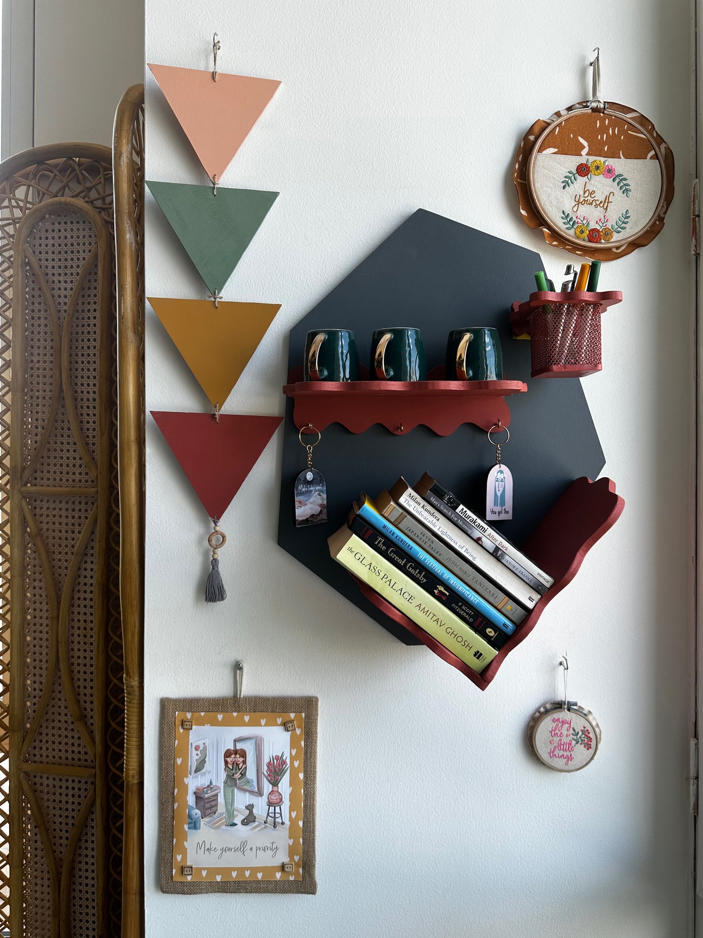 Smoky Gray Unbalanced Hex Wall Shelf