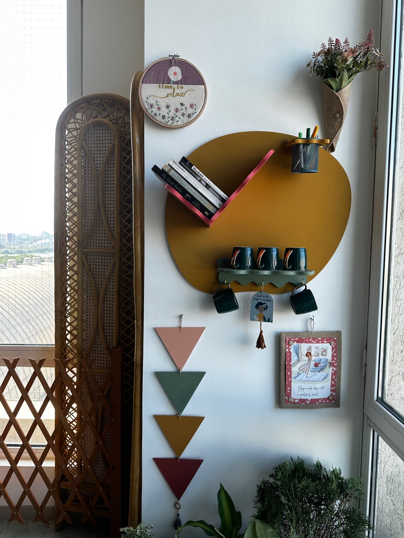 Mustard Wavy Pebble Wall Shelf