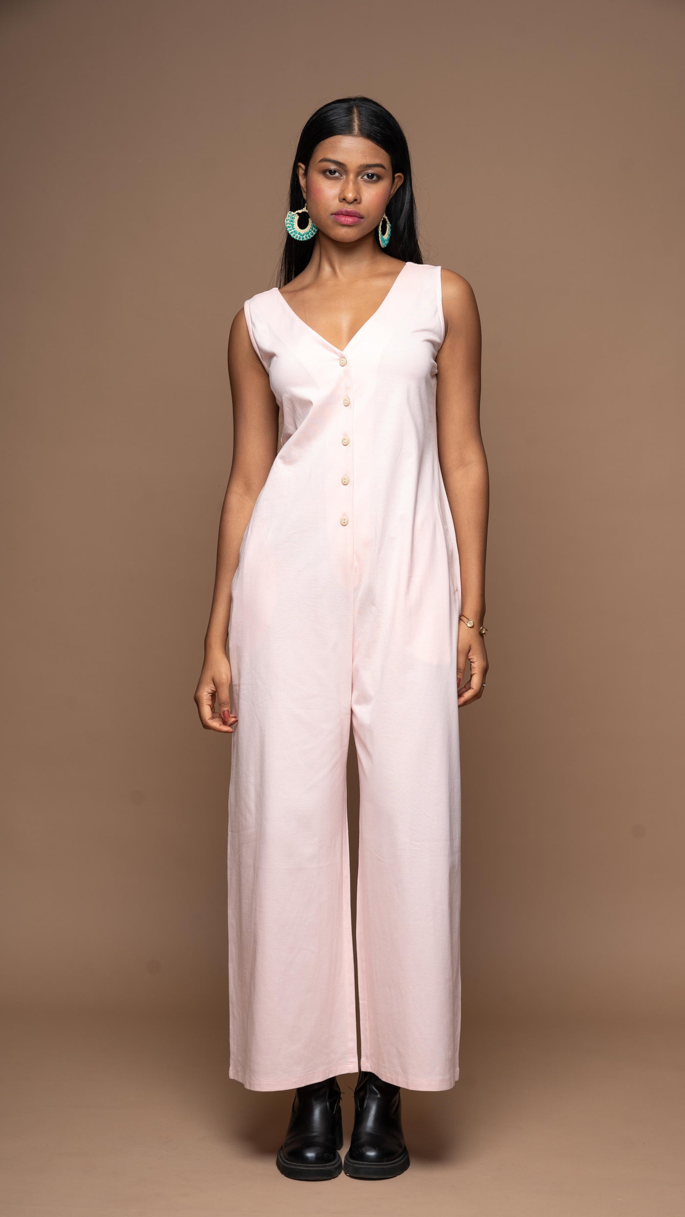 Viva V-neck Jumpsuit in Blush