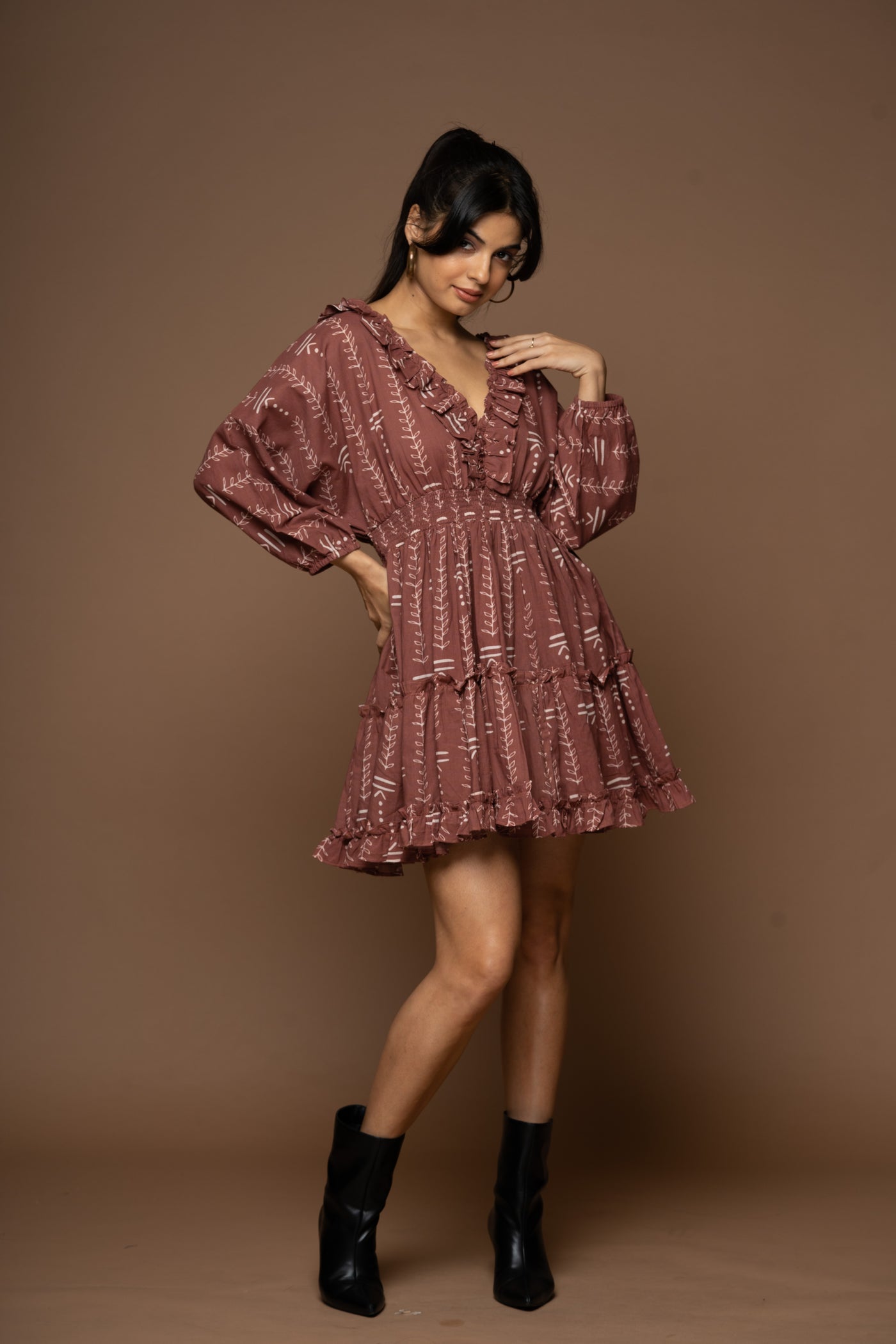 Deep Dive Short Boho Dress in Can't hold me down Pattern