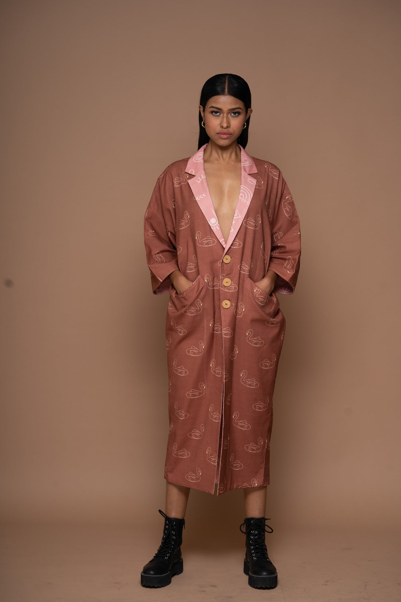 Swan Dance Reversible Long Trench Coat