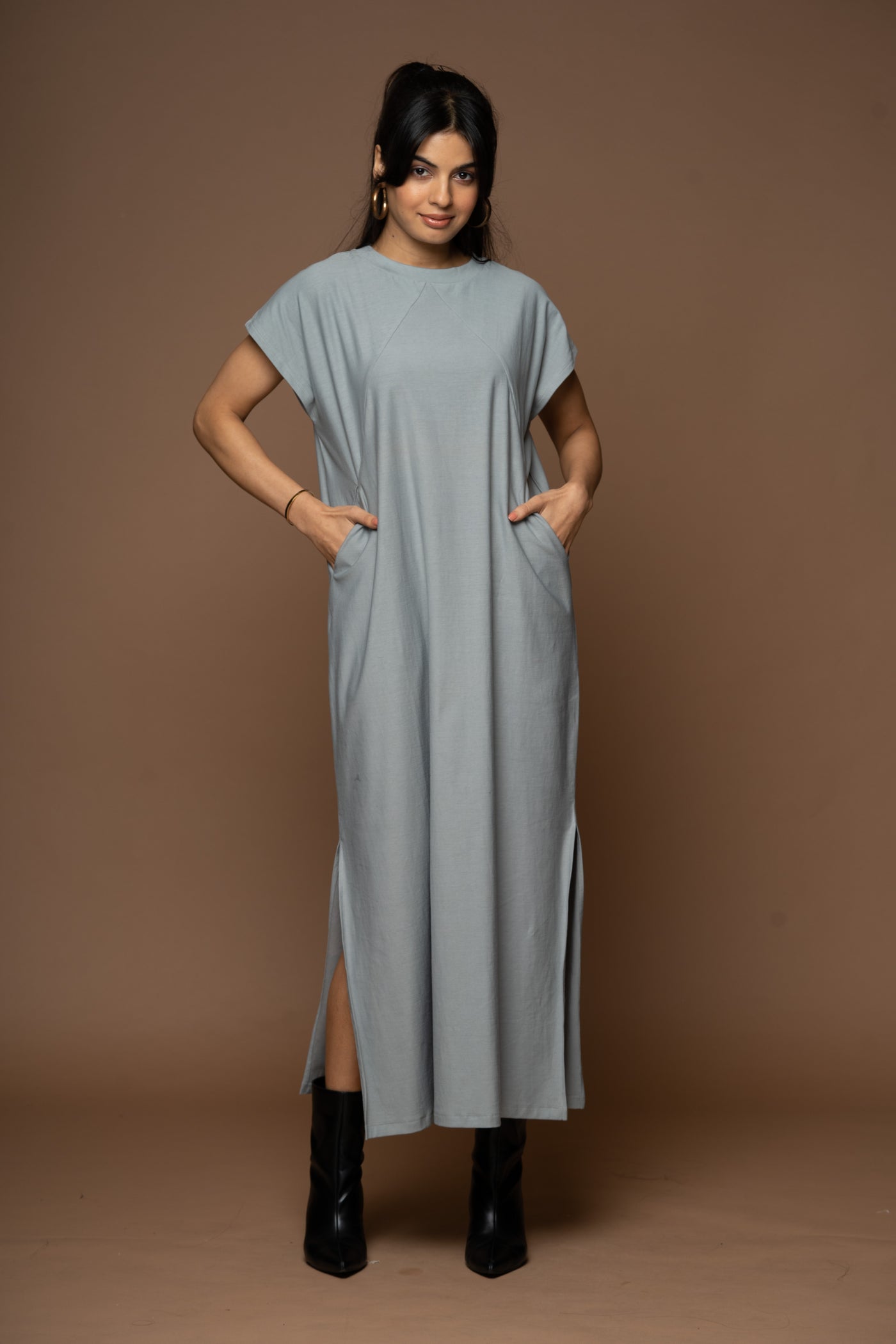 Tri-Cut Comfort Jersey Dress - Gray Blue