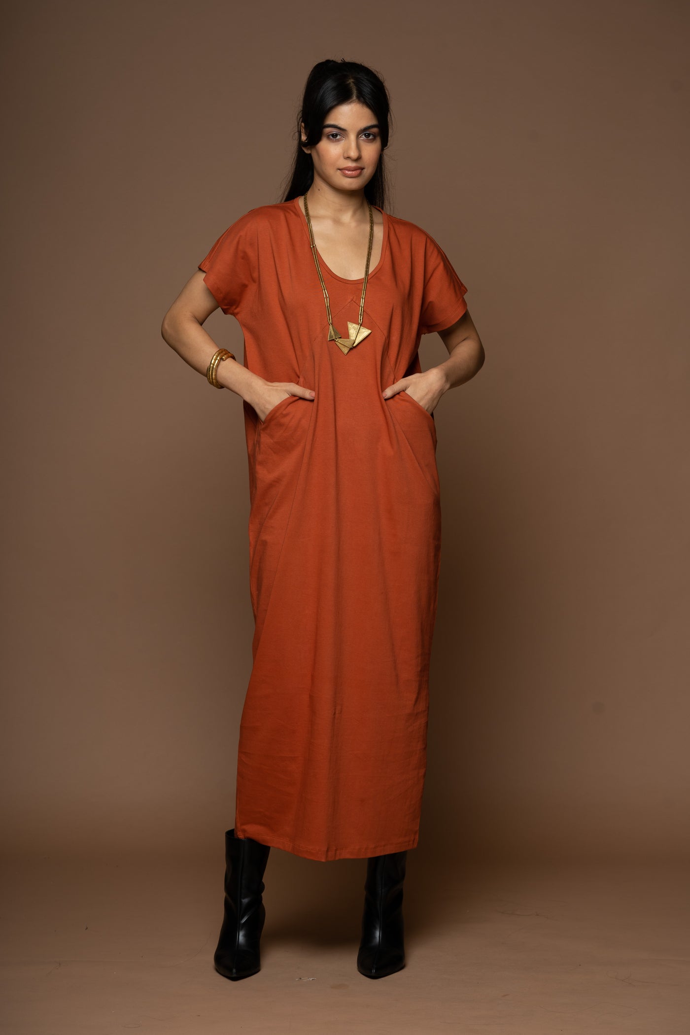 Effortless Pocket Dress - Rust