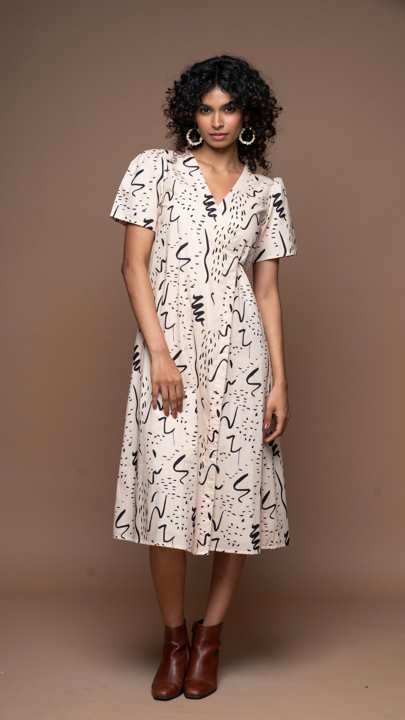 Tie and Twirl Midi Wrap Dress in Notes and Scribbles Pattern