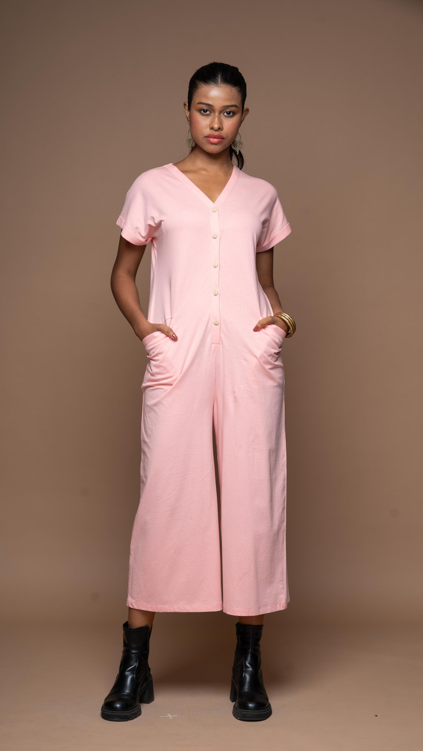 Vogue V Jumpsuit in Blush