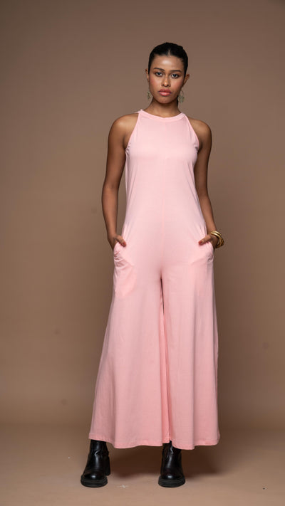 Halter Chic Jumpsuit in Blush