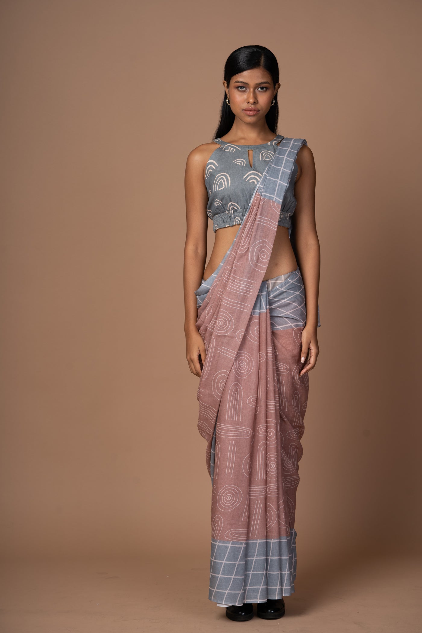 Geometric Grace Cotton Sari