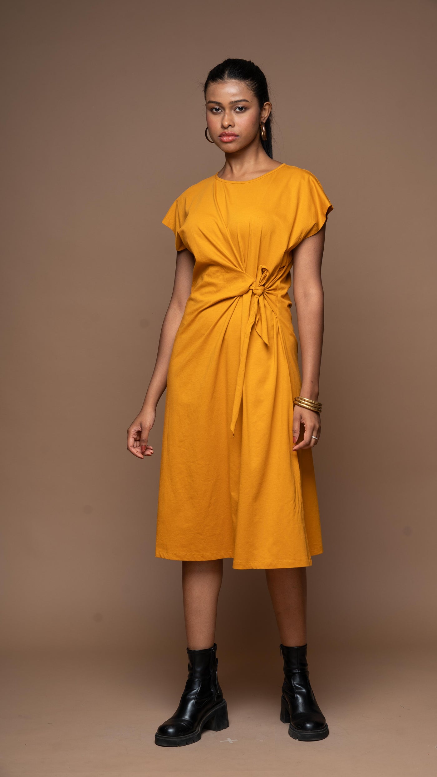 Knot Me Pretty Jersey Dress - Mustard