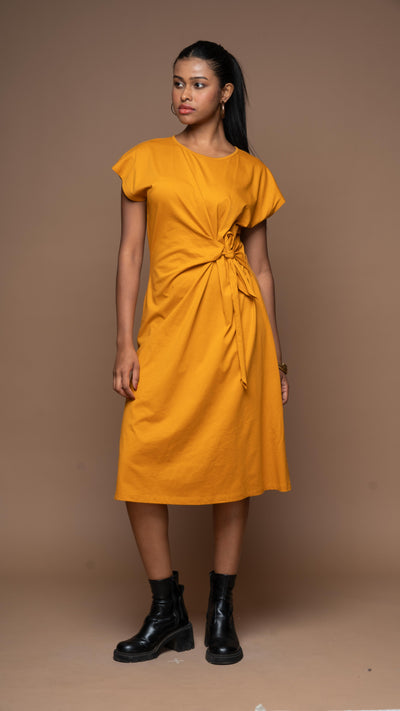 Knot Me Pretty Jersey Dress - Mustard