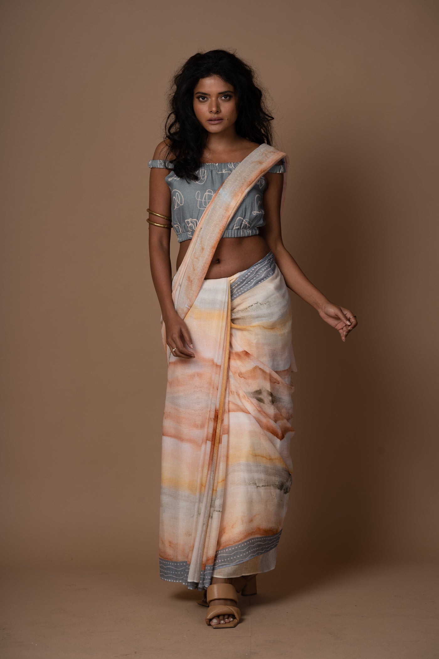 Dreamy Ripples Cotton Sari