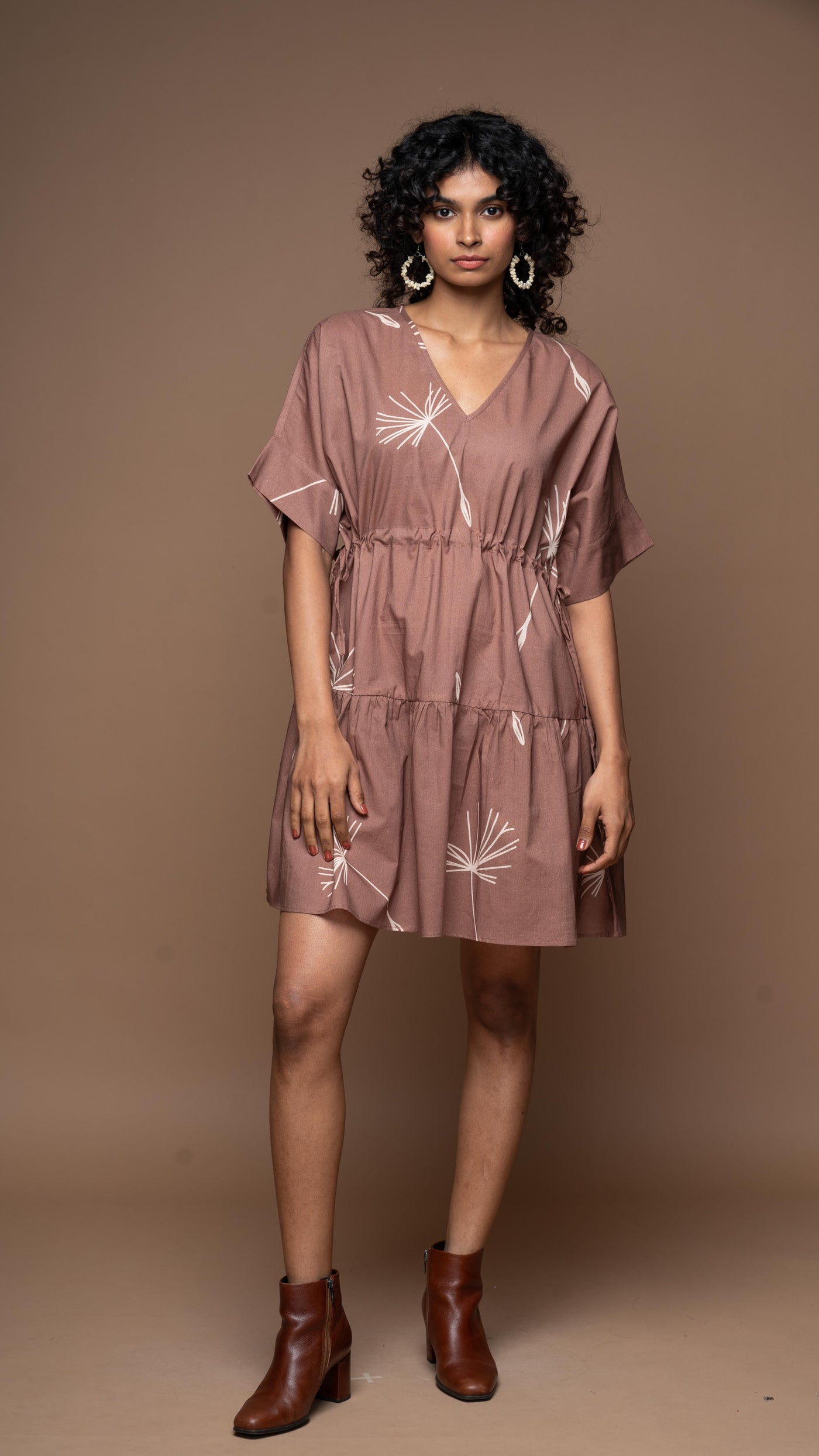 Effortless Chic Short Boho Dress in 'In Retrospect' Dandelion Pattern