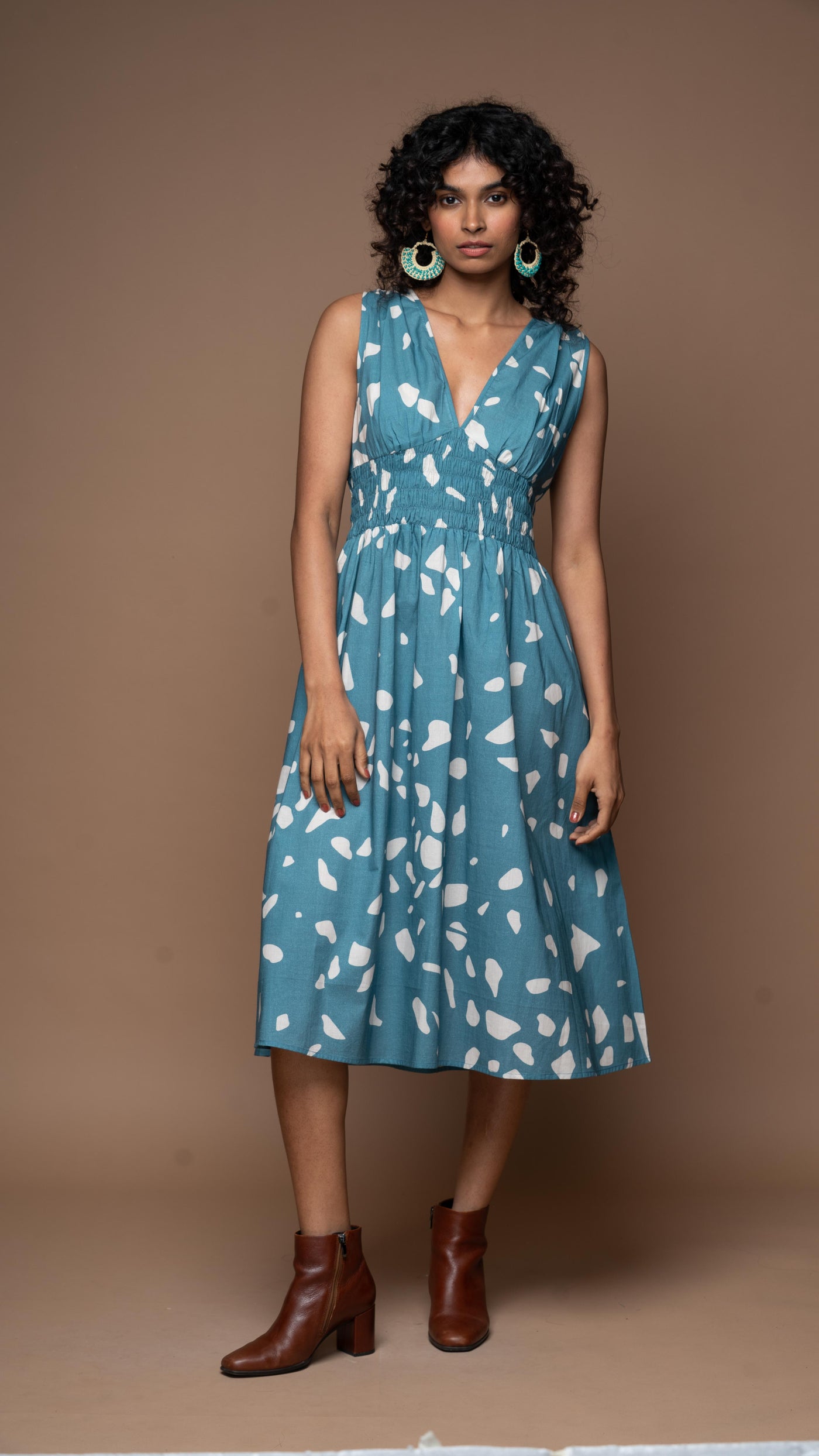 Daring Depths Midi Dress in Terrazzo Love Pattern