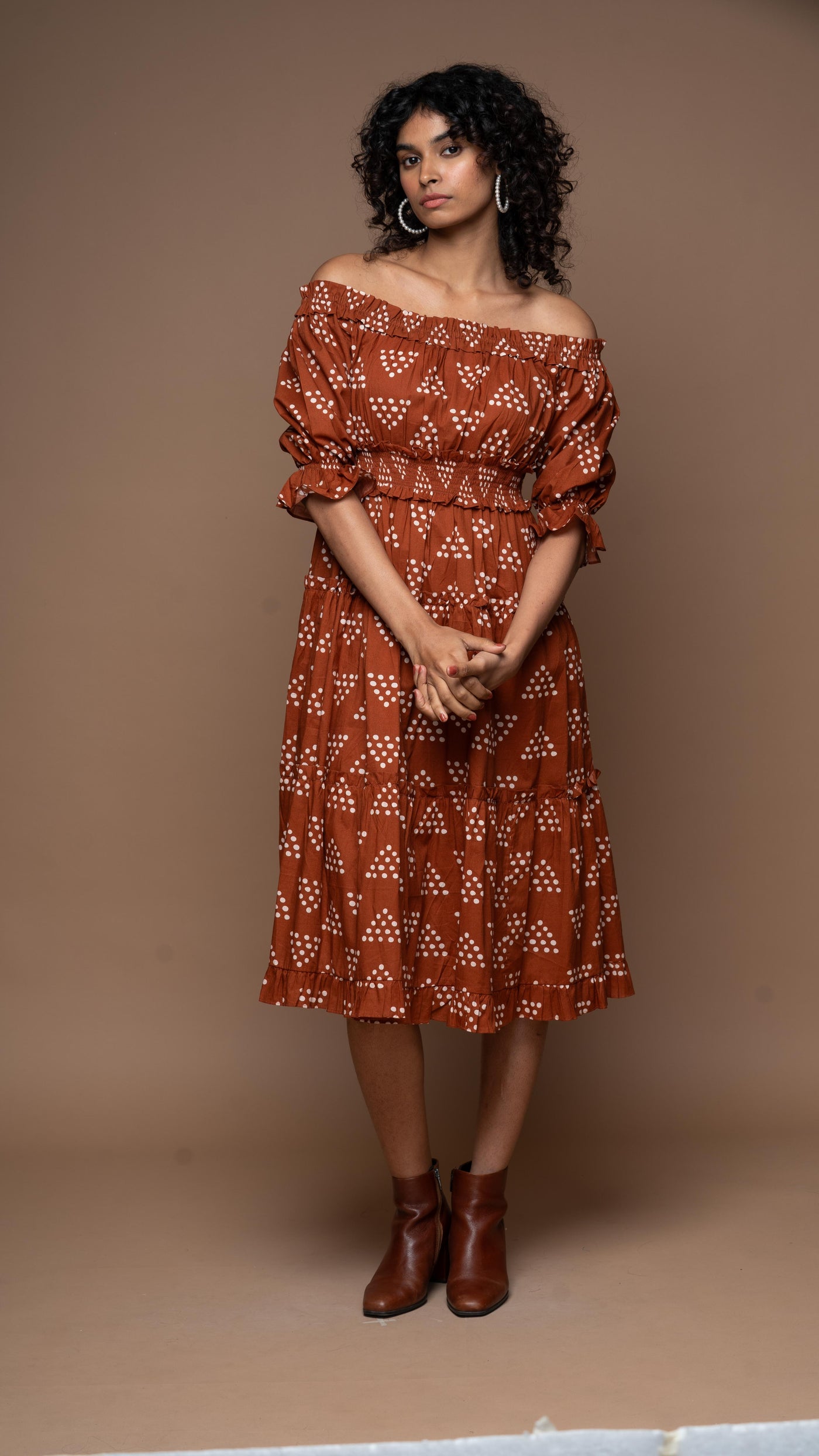 Delicate Drapes Midi Boho Dress in I can and I will Pattern