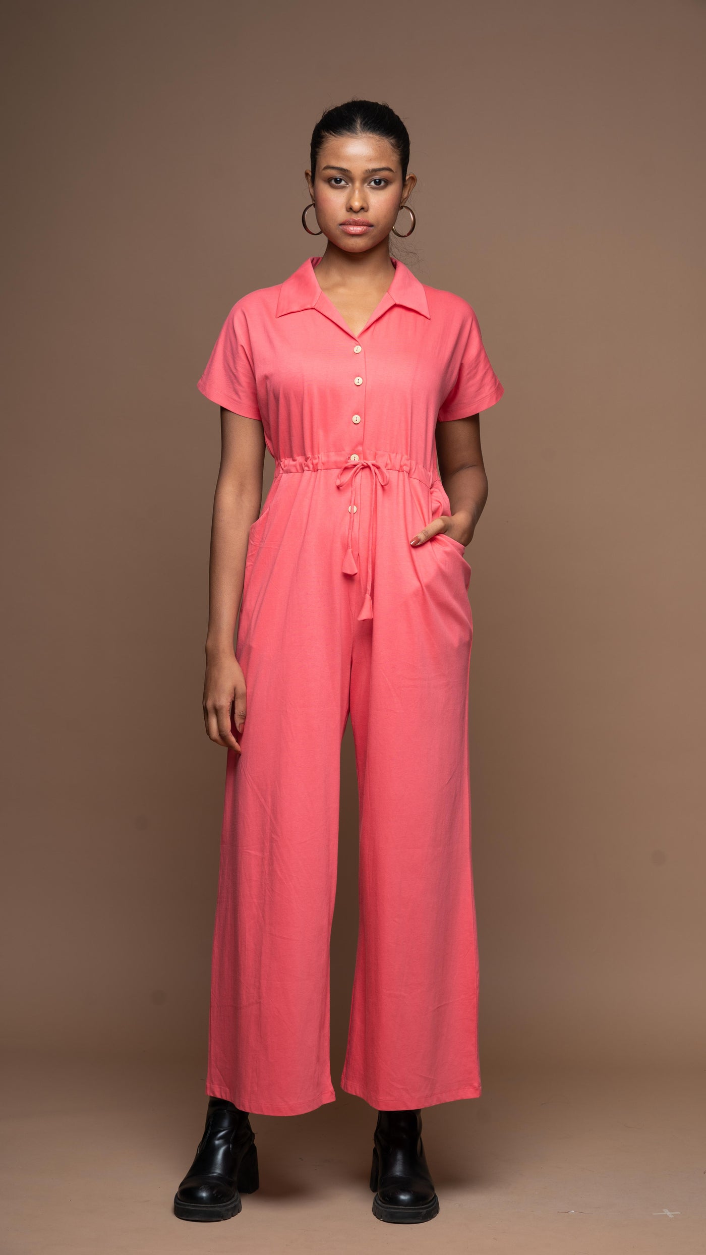 Collarista Jumpsuit in Fuchsia