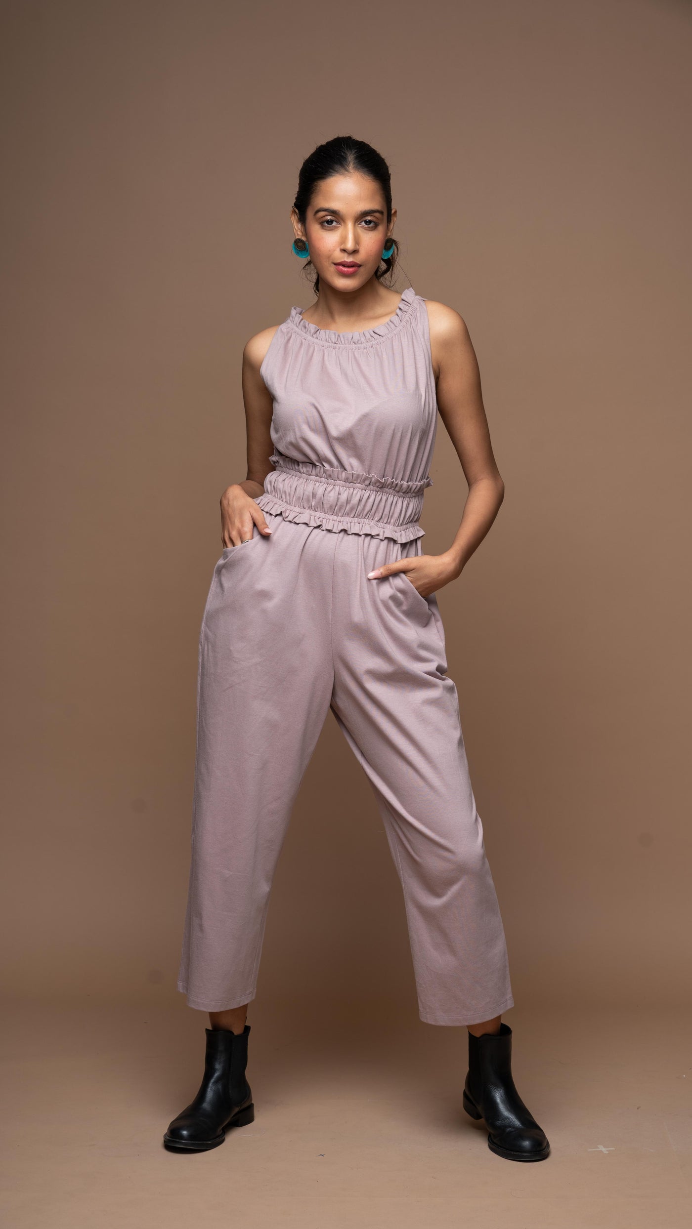 Boatneck Beauty Jumpsuit in Pale Mauve