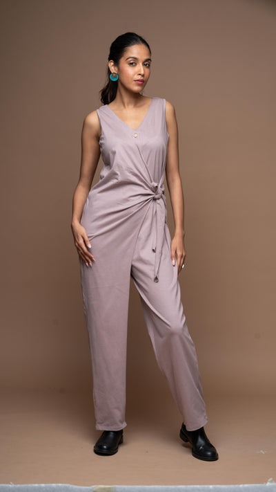 Knot & Twist Jumpsuit in Pale Mauve