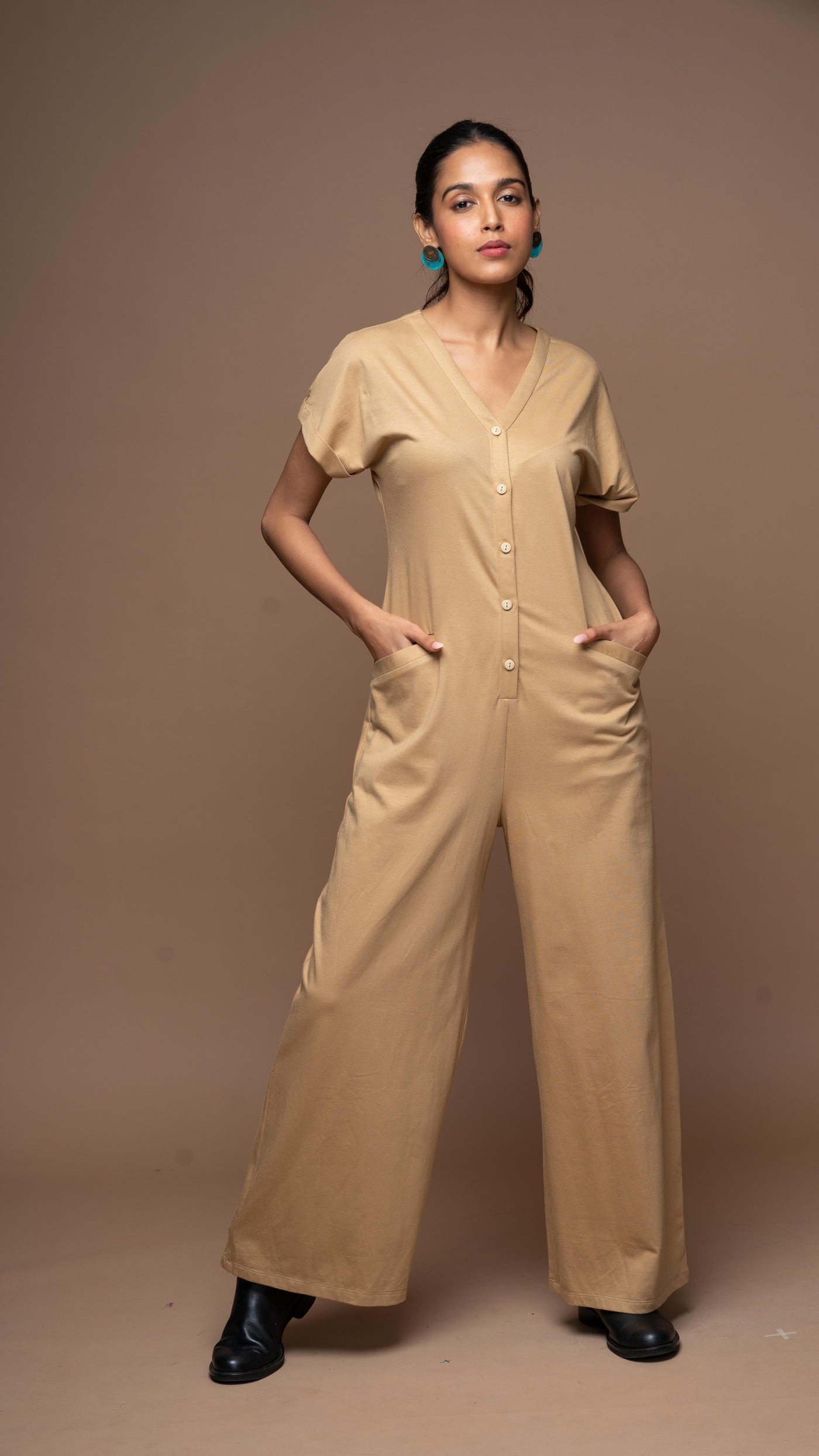 Vogue V Jumpsuit in Beige