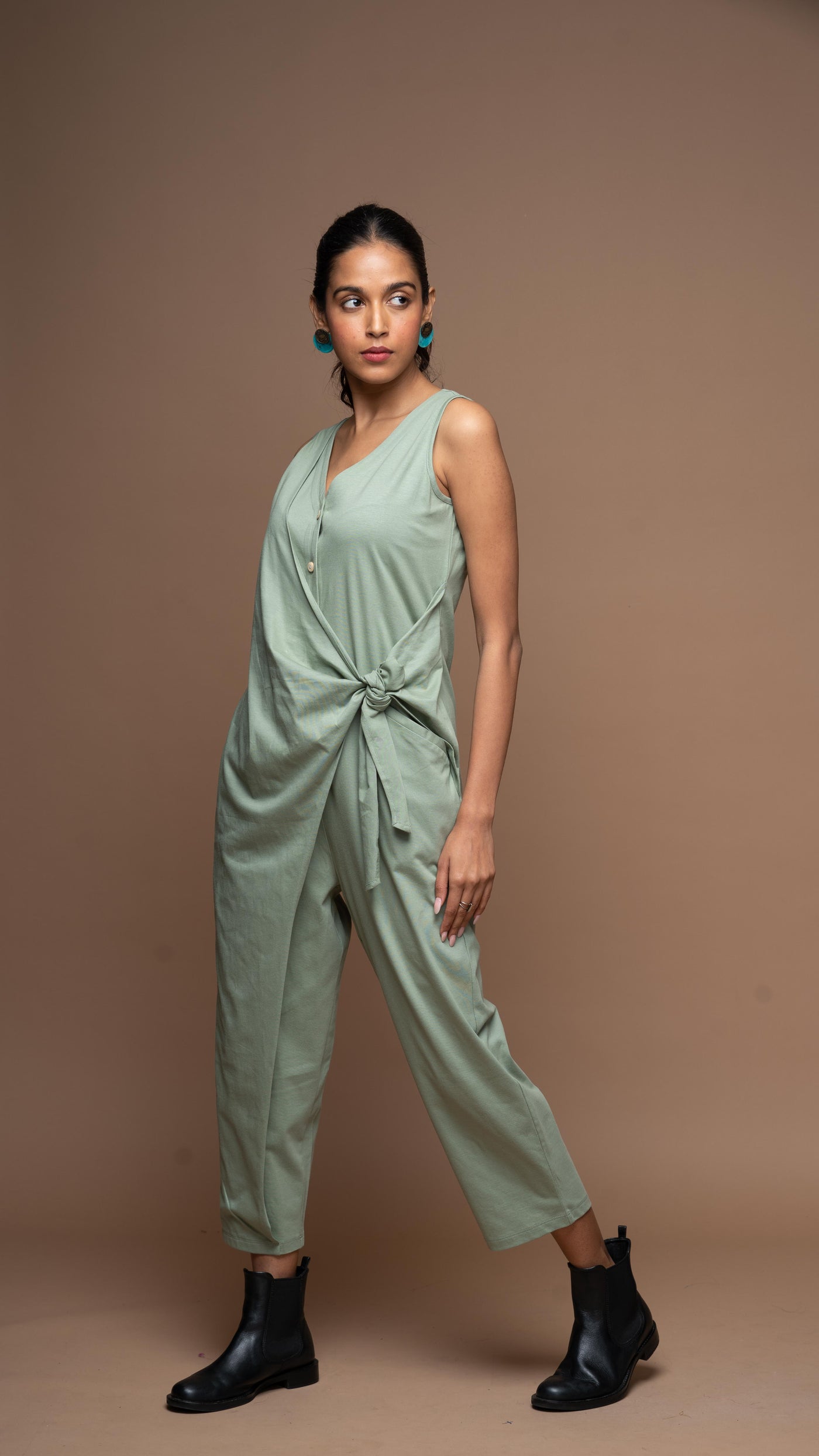 Knot & Twist Jumpsuit in Dusty Sage