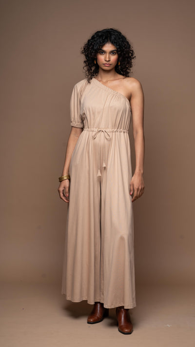 One Side Story Jumpsuit in Beige