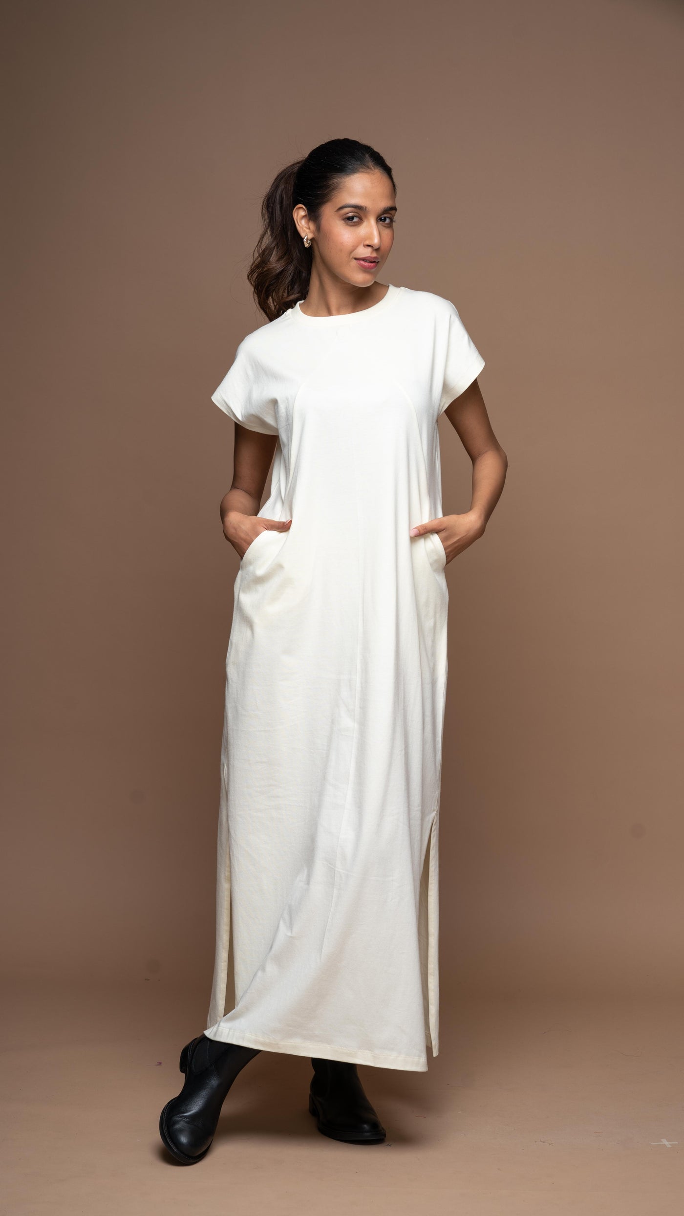 Tri-Cut Comfort Jersey Dress - Antique White