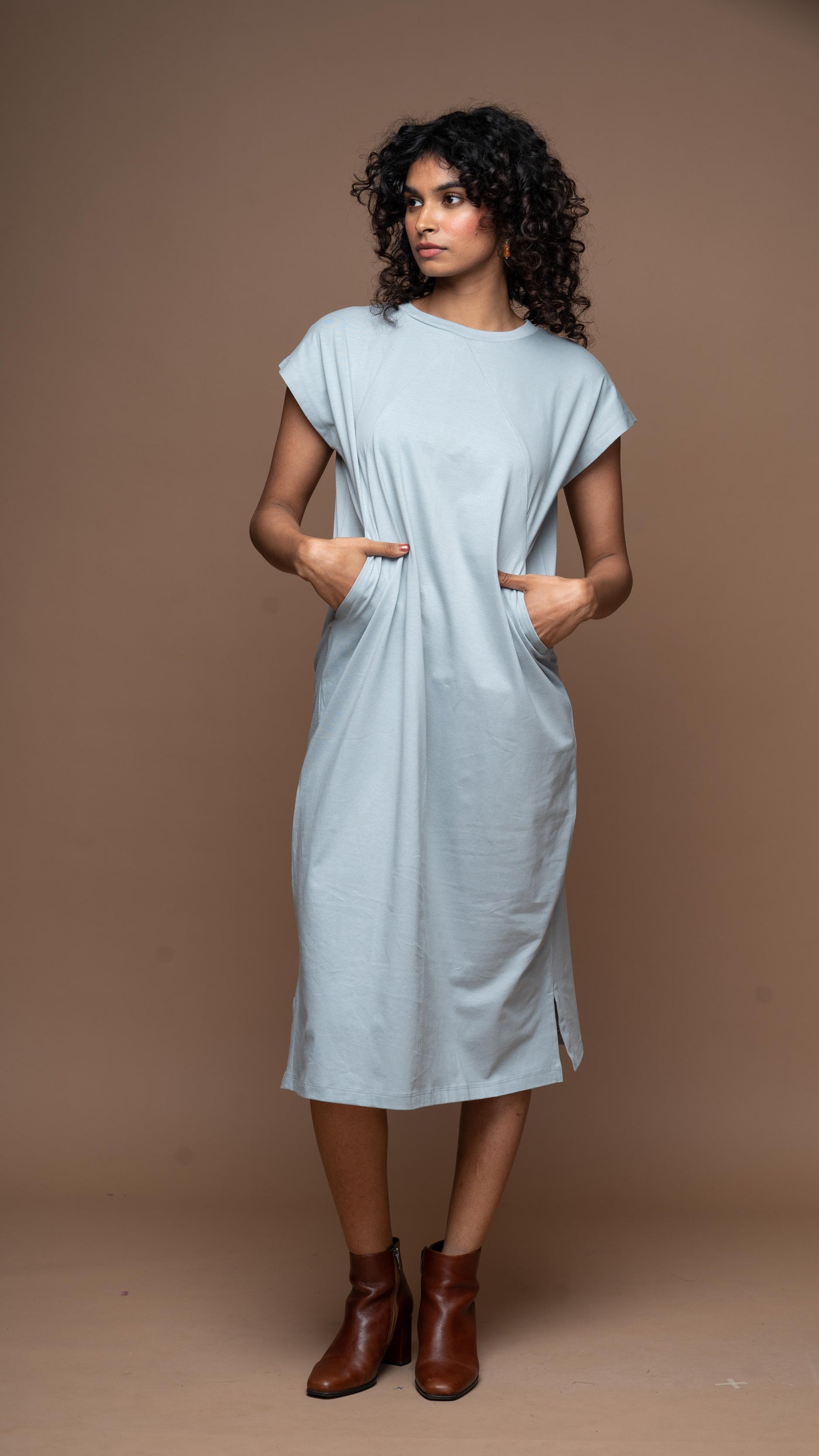 Tri-Cut Comfort Jersey Dress - Blue Gray