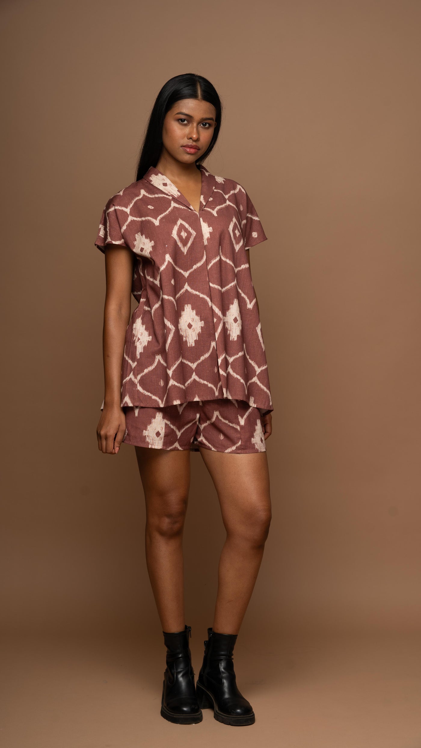 Mauve Reverie Co-ord Shorts Set in Moroccan Dreams Pattern