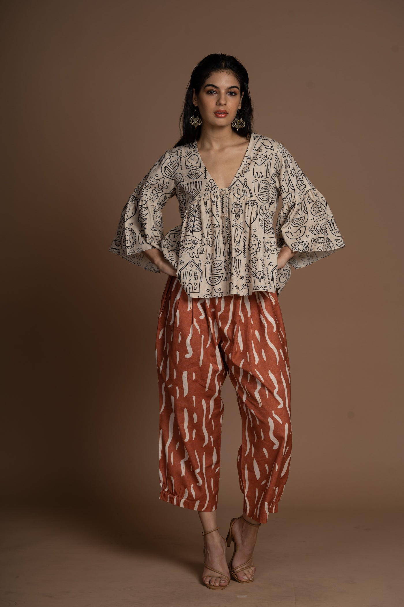 Whisper Pleats Pants in Gentle Smoke Pattern