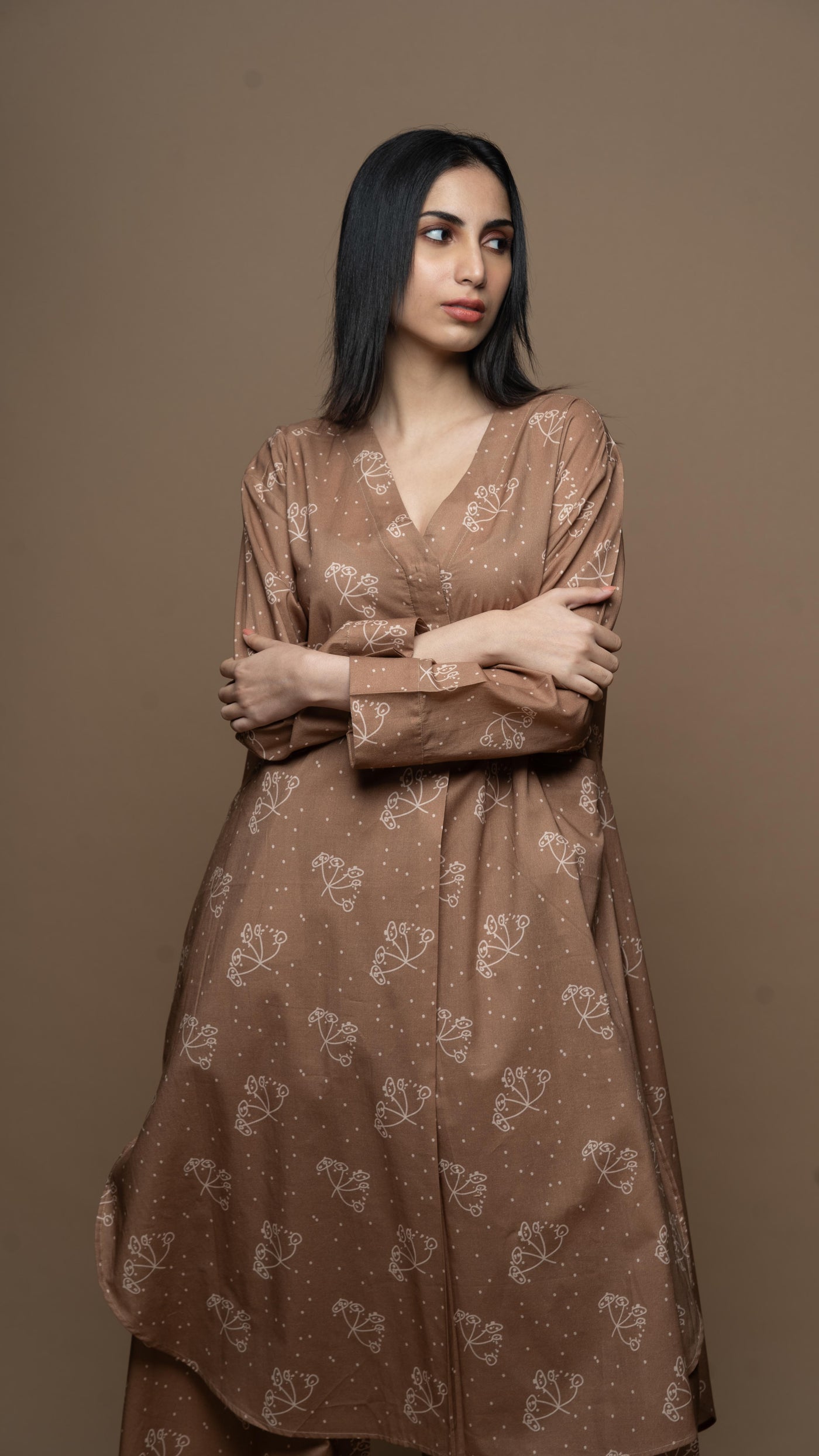 Brown Muse Co-ord Kurta Set in Aroma Everywhere Pattern