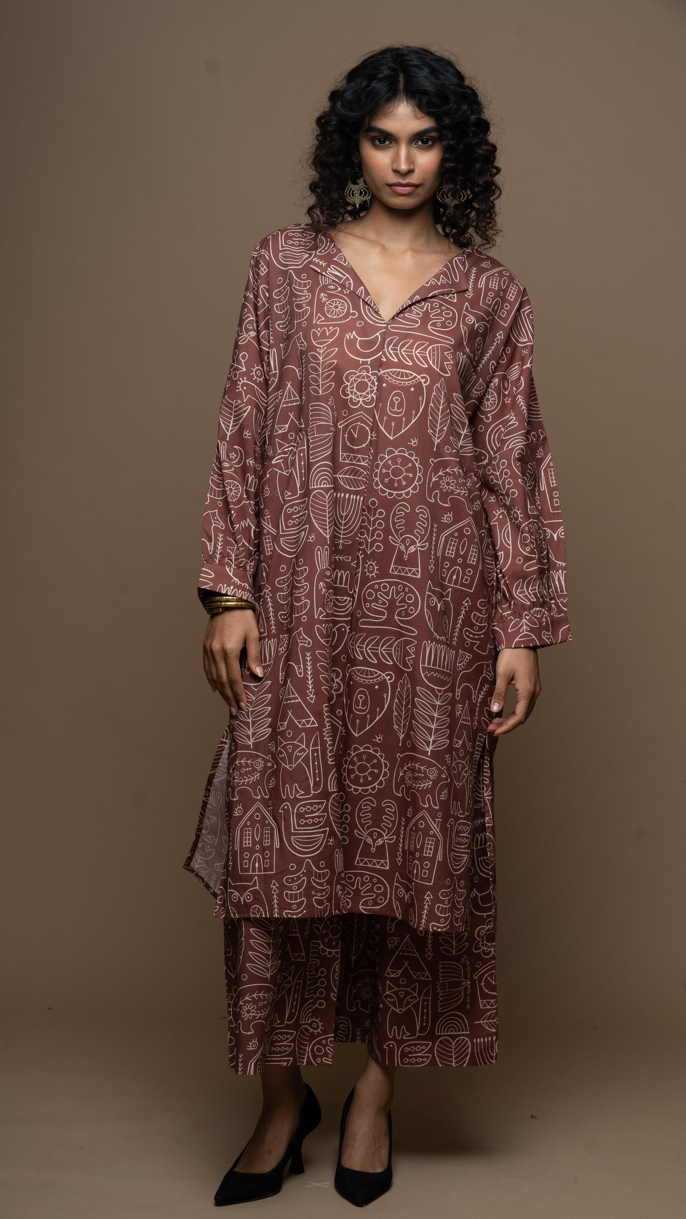 Marsala Sana Co-ord Kurta Set in Simply Scandi Pattern
