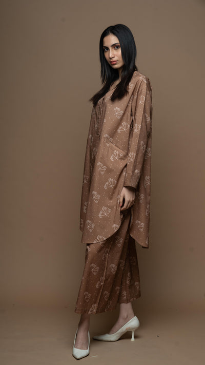 Brown Muse Co-ord Kurta Set in Aroma Everywhere Pattern
