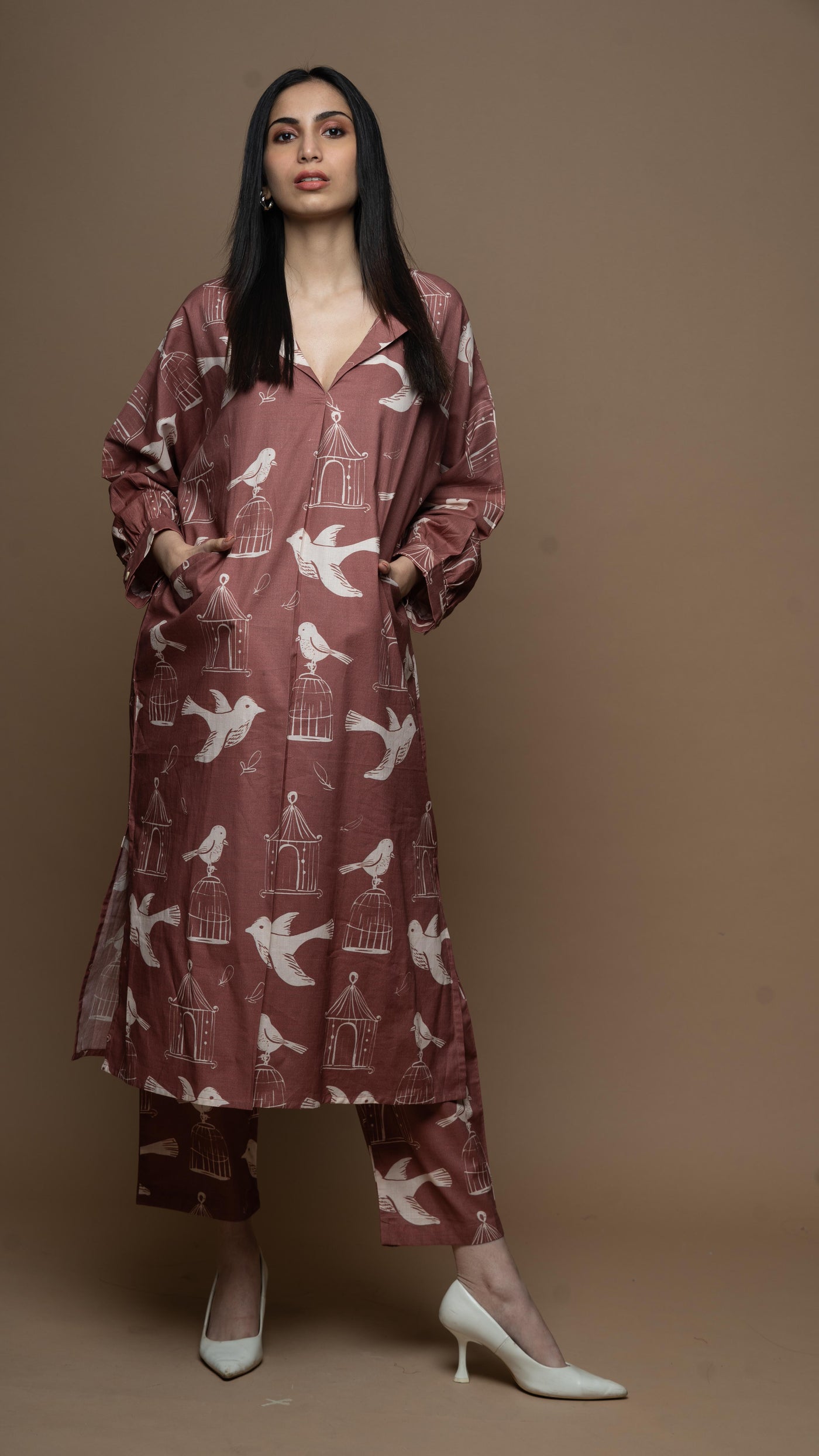 Muted Mauve Sana Co-ord Kurta Set in Always Free Pattern