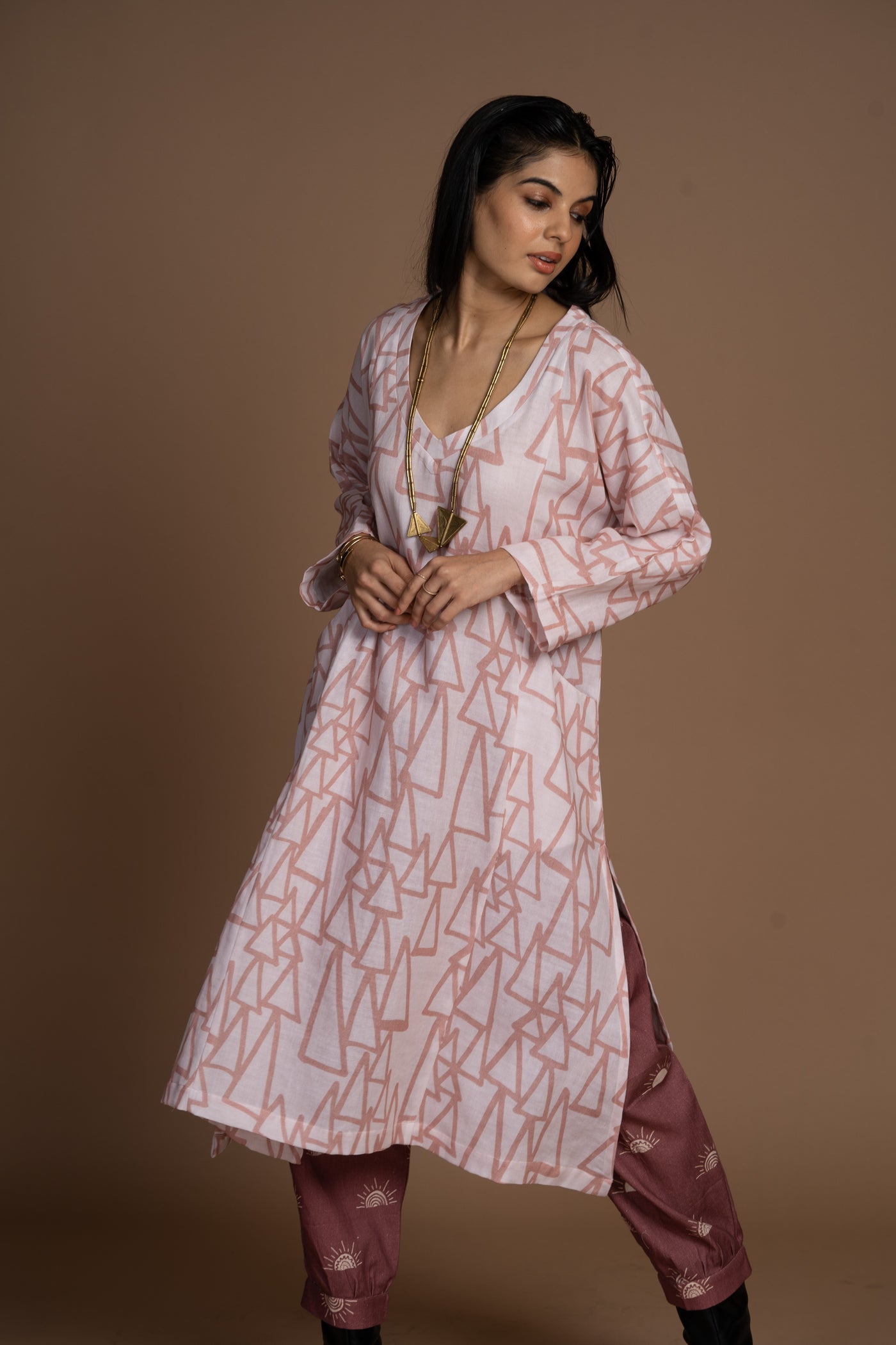 Blush Lana Kurta in the struggle and Joy Pattern