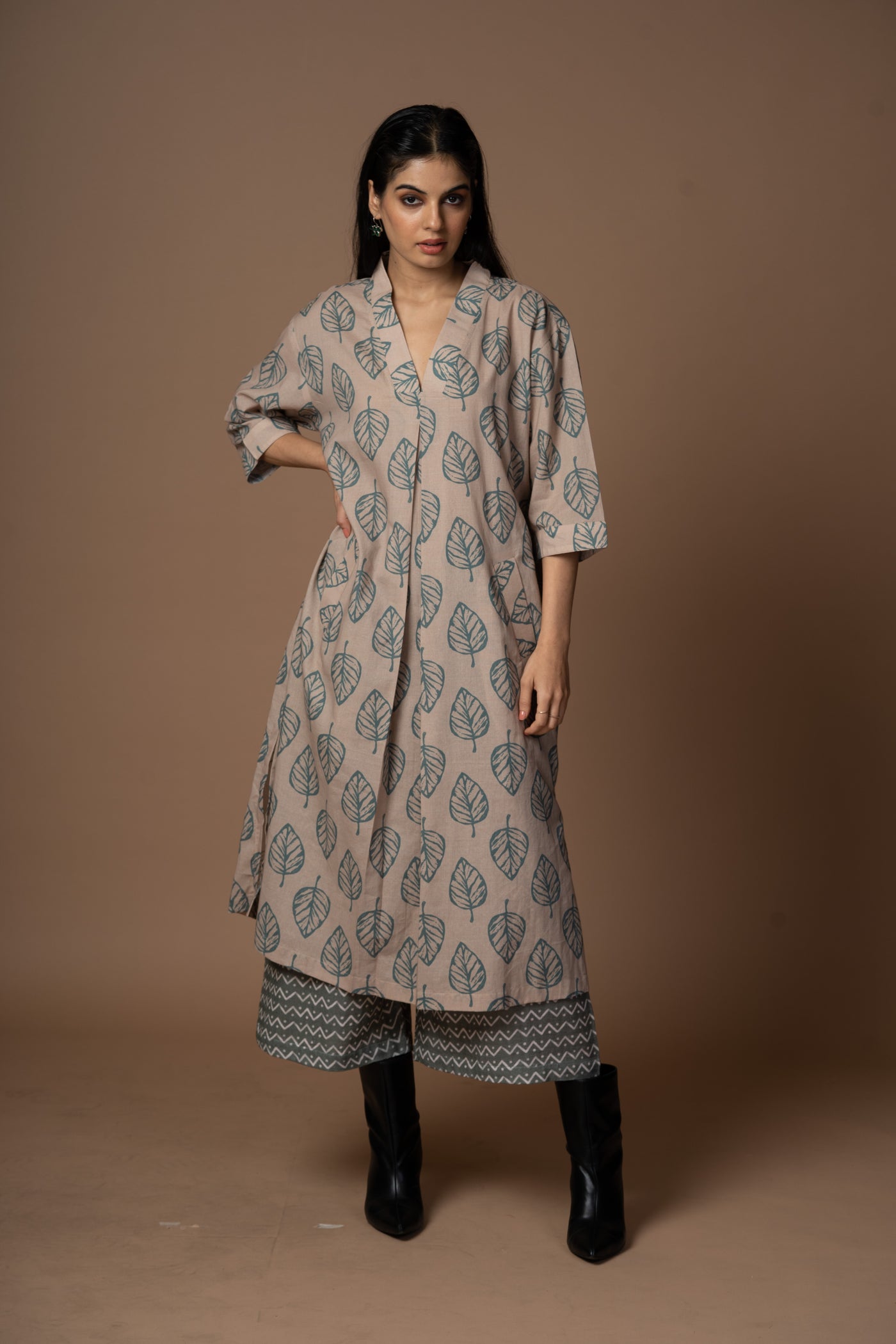 Beige Luma Kurta in We are one Pattern