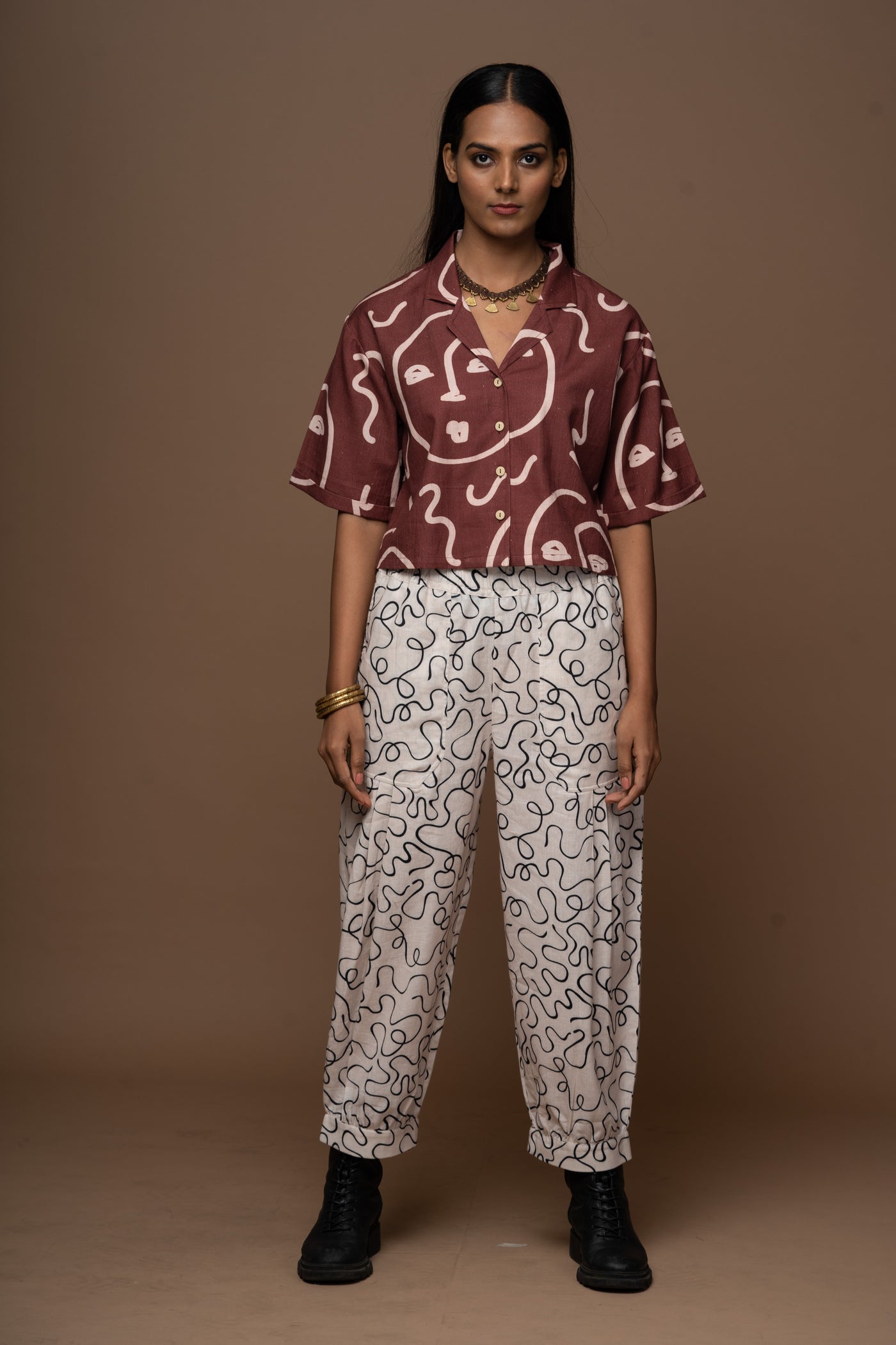 Peppy Pleats Pants in Music from the Room Pattern
