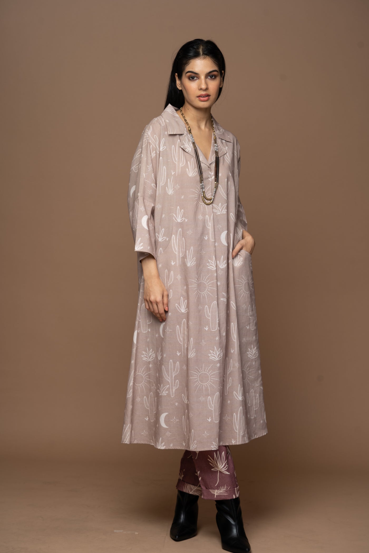 Beige Fira Kurta in All together again Pattern