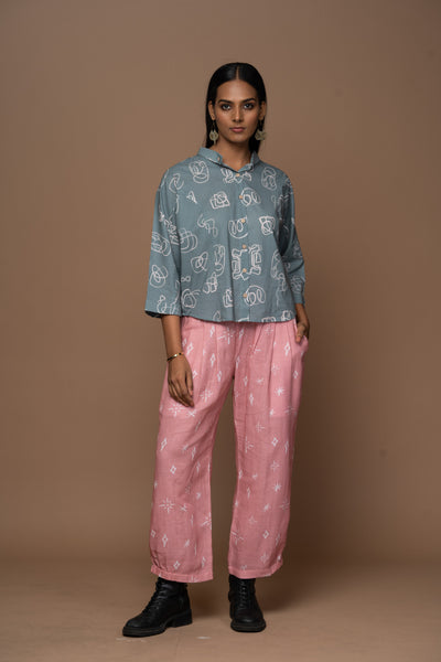 Whisper Pleats Pants in All My Friends Pattern