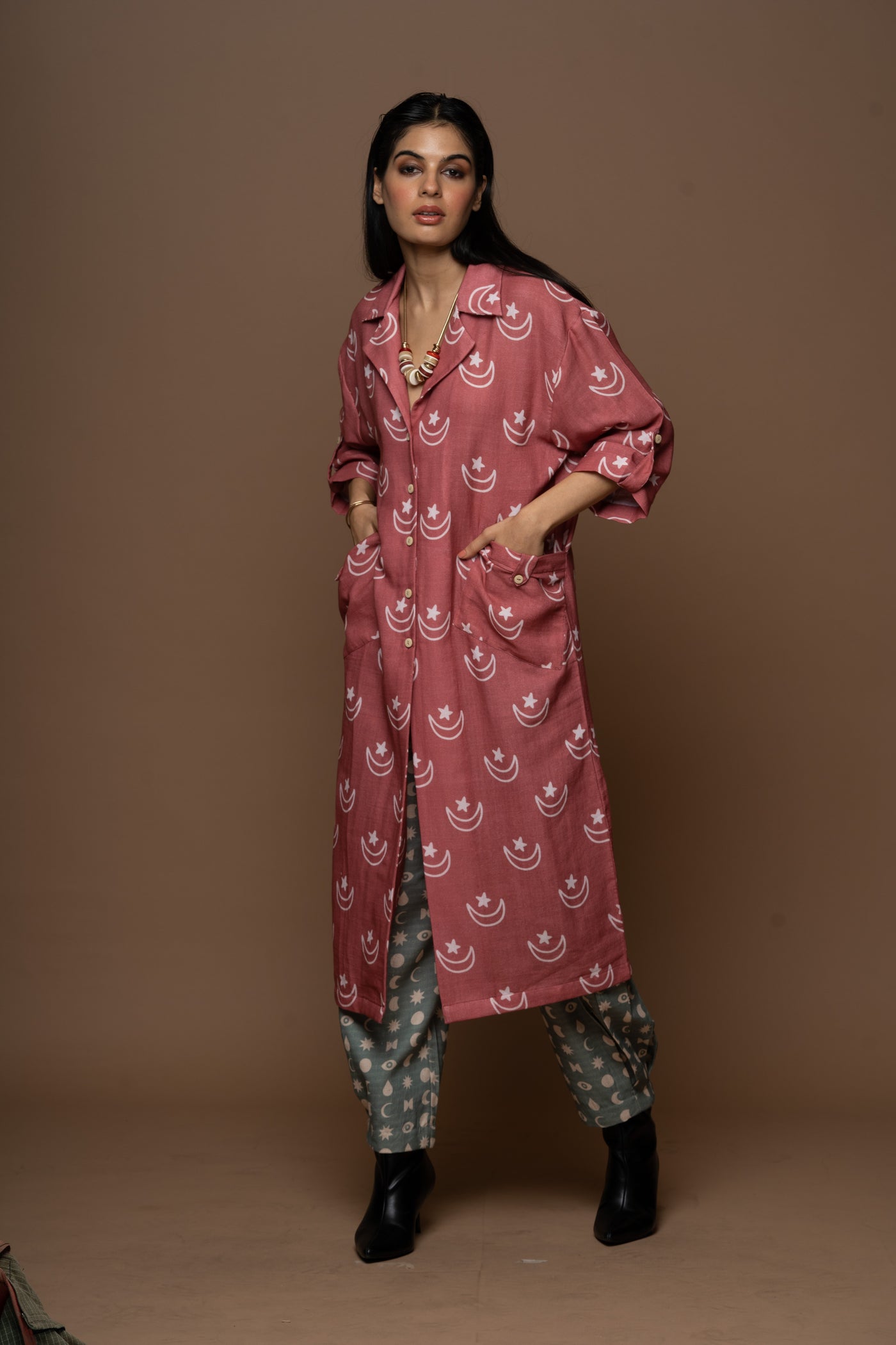 Dusty Rose Raya Kurta in Never too soon Pattern