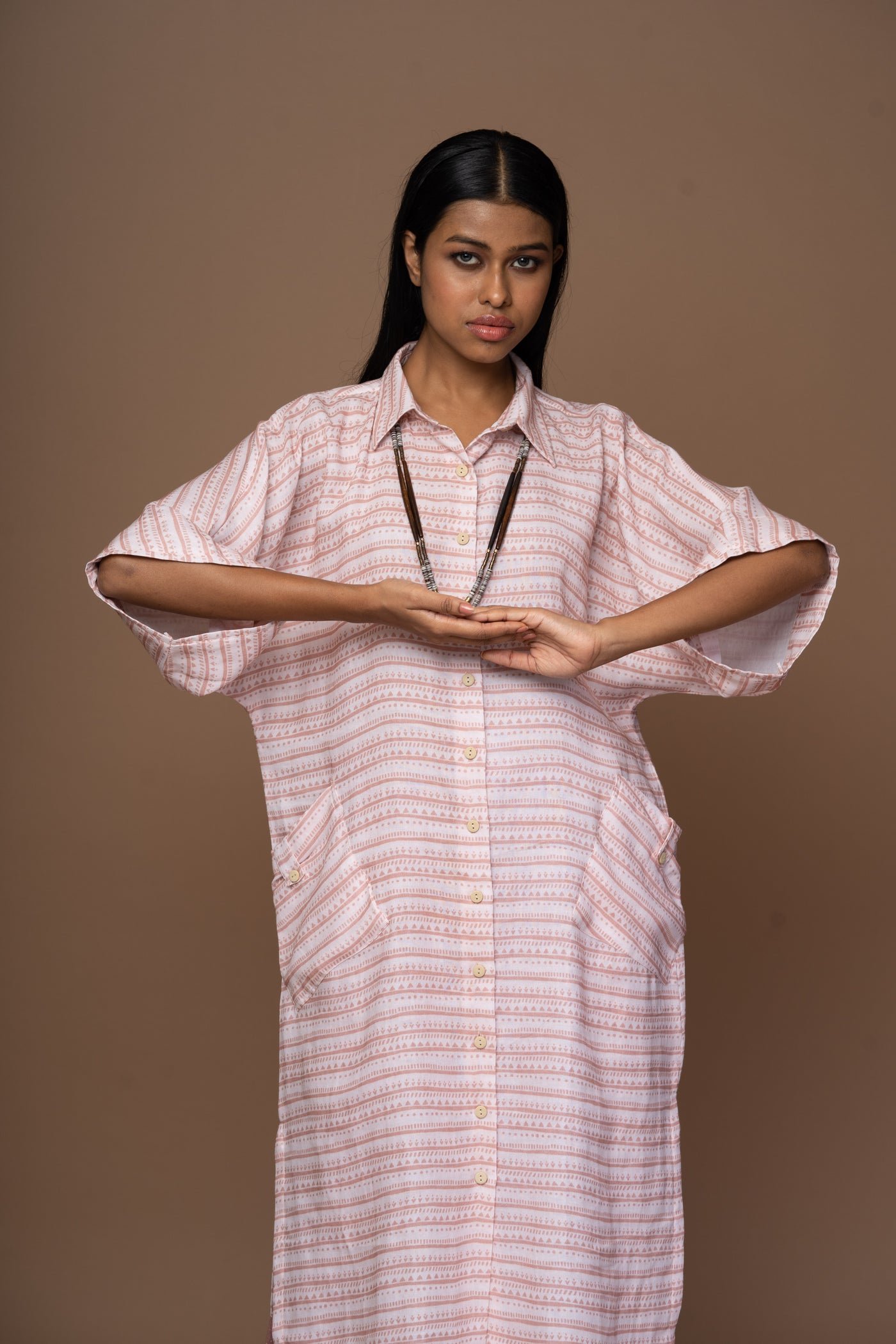 Blush Zena Kurta in Combing Through Pattern