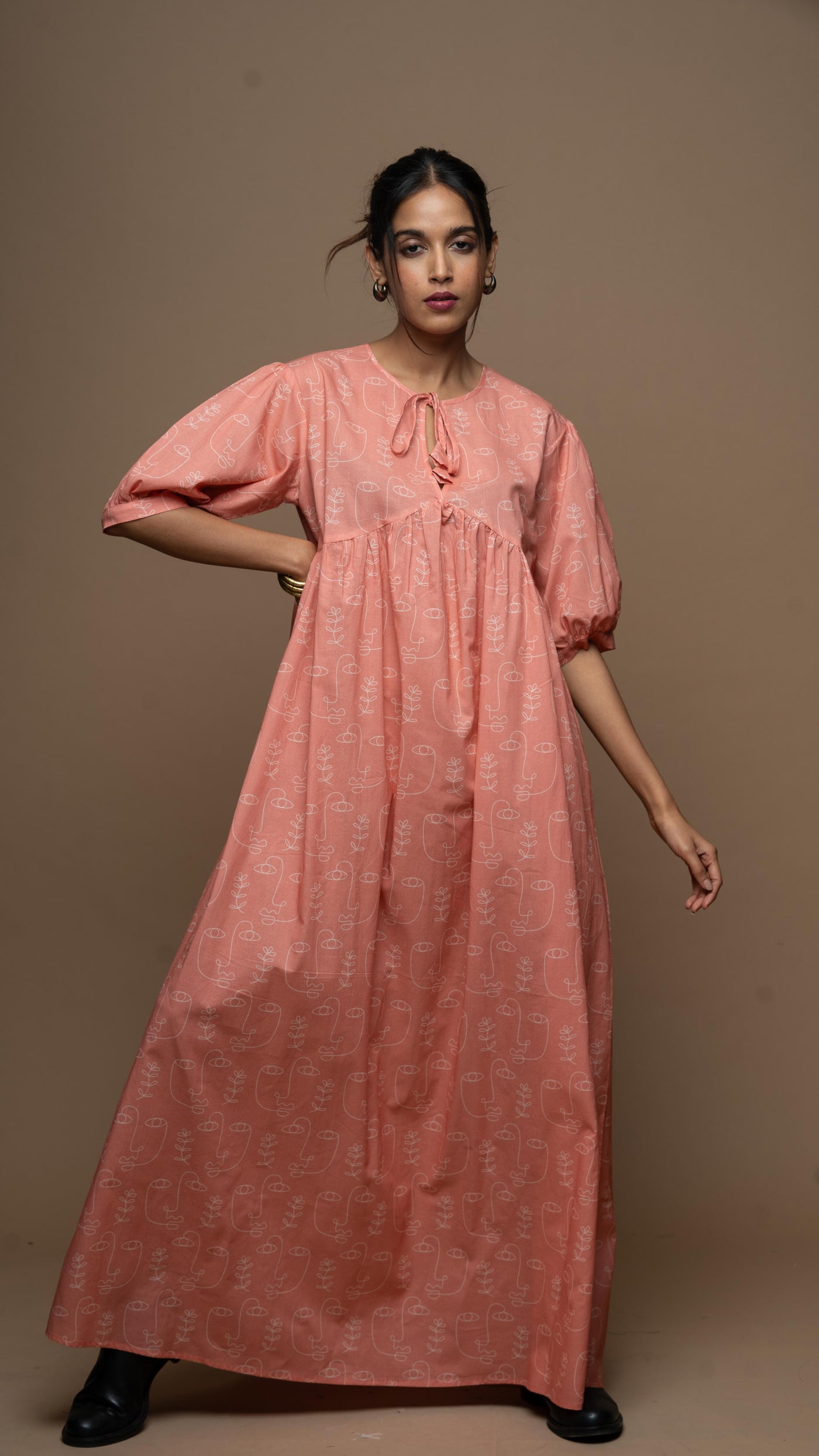 Classic Summer Long Maxi Dress in Growing Thoughts Pattern